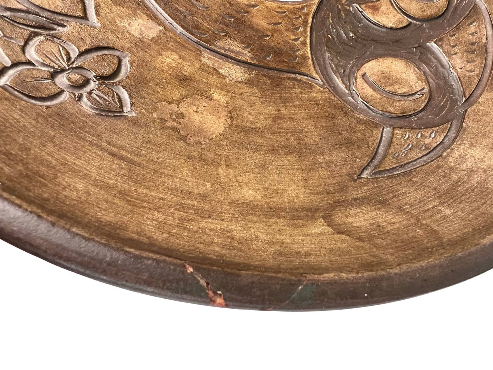 photo furniture Swiss Studio Pottery Handmade Wall Plate, Frick Ceramic Of Switzerland, 70s Dark Brown Owl Plate, Dark Brown Interior Grandpa Chic Wall Deco