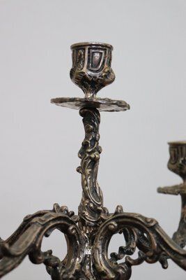 Candleholders In Silvered Metal, 1980s, Set Of 2 photo 1131.0