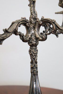 Candleholders In Silvered Metal, 1980s, Set Of 2 photo buy