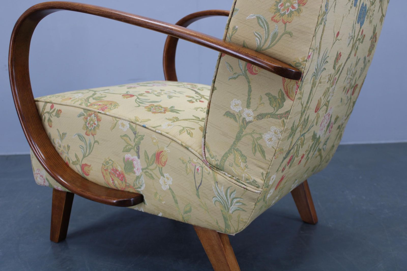 photo furniture 1950s Refurbished Jindrich Halabala  Armchair, Czechoslovakia