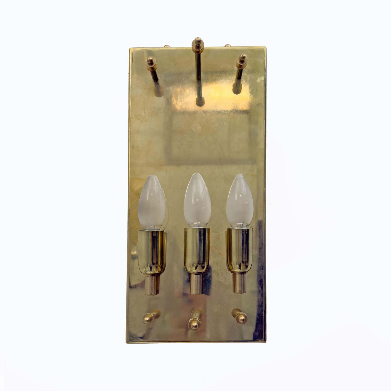 Lighting Pair Of Modern Amber And Green Murano Glass And Brass Sconces photo