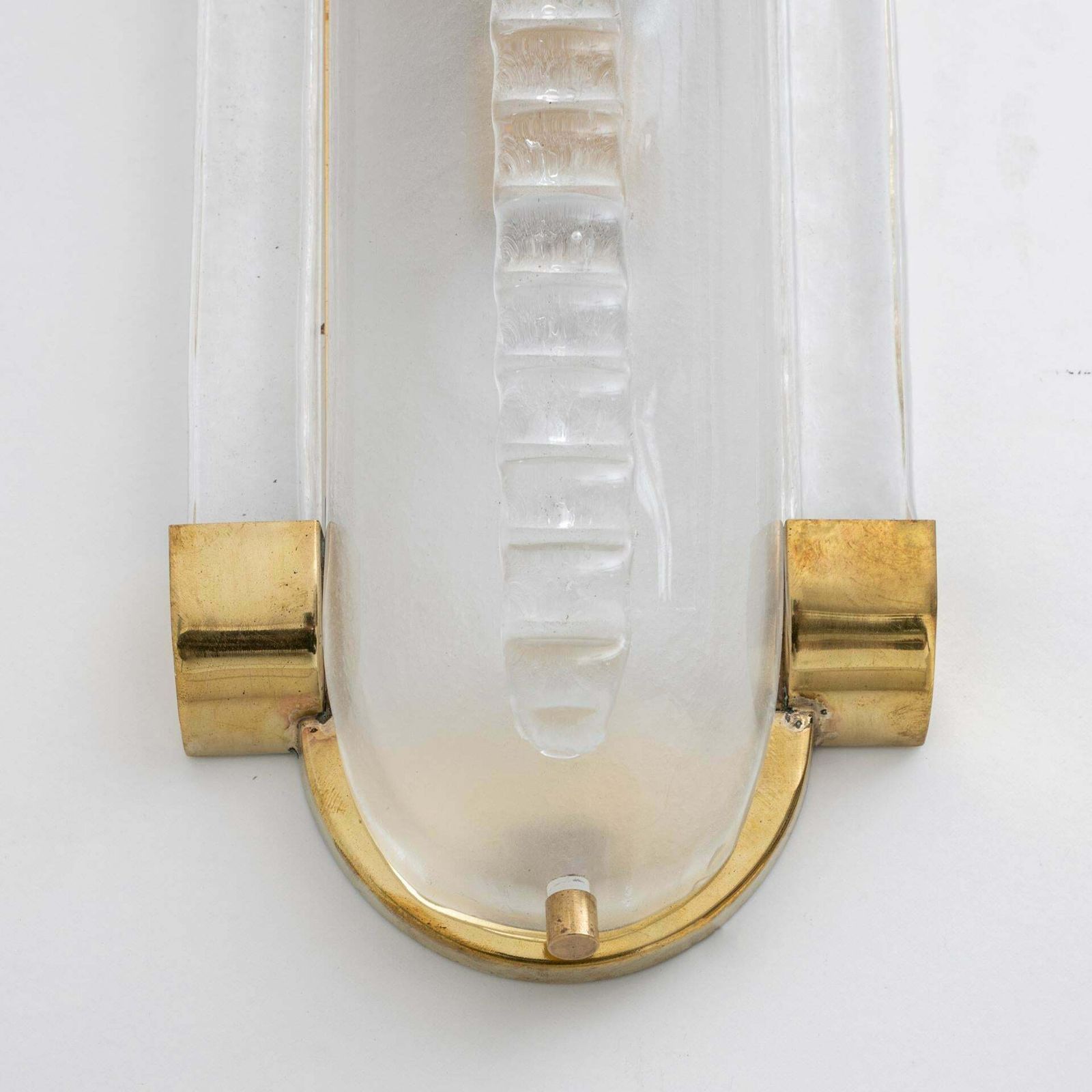 Pair Of Art Dèco Style Brass And Frosted Murano Glass Sconces photo vinterior