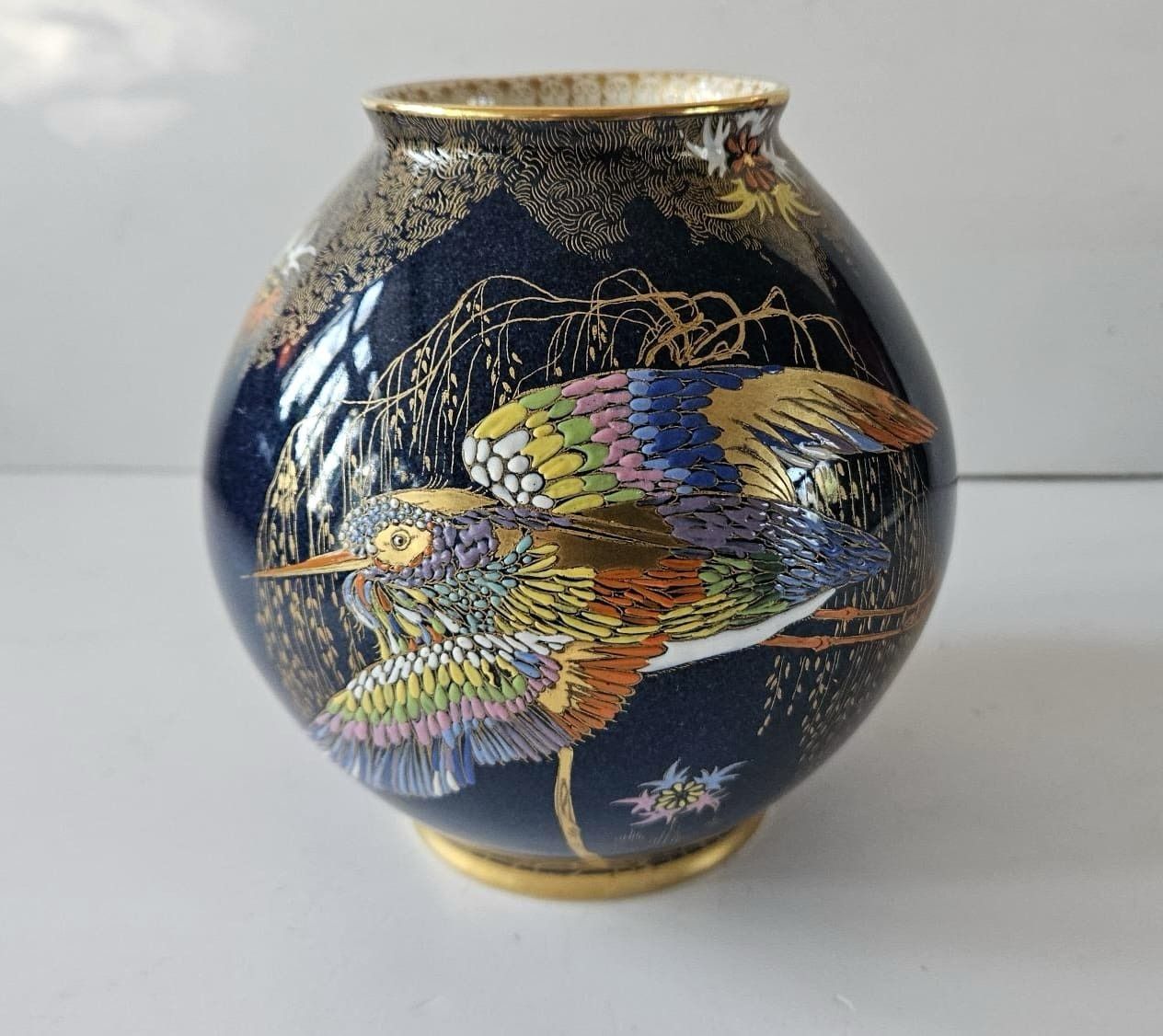 Carlton Ware Lustre Vase With The Sketching Bird Design photo vinterior