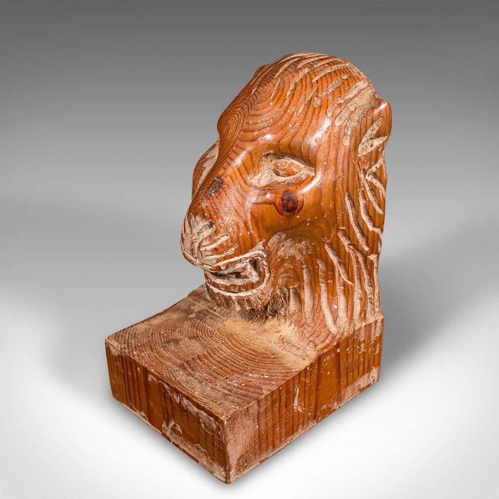 photo furniture Pair Of Antique Carved Lion Bookends, English Pine, Georgian Revival, Edwardian