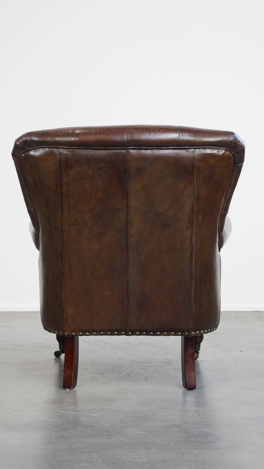 Beautiful, Unique Cognac Colored Brown Nerfde Rundleren Chesterfield Armchair/ Armchair photo Furniture