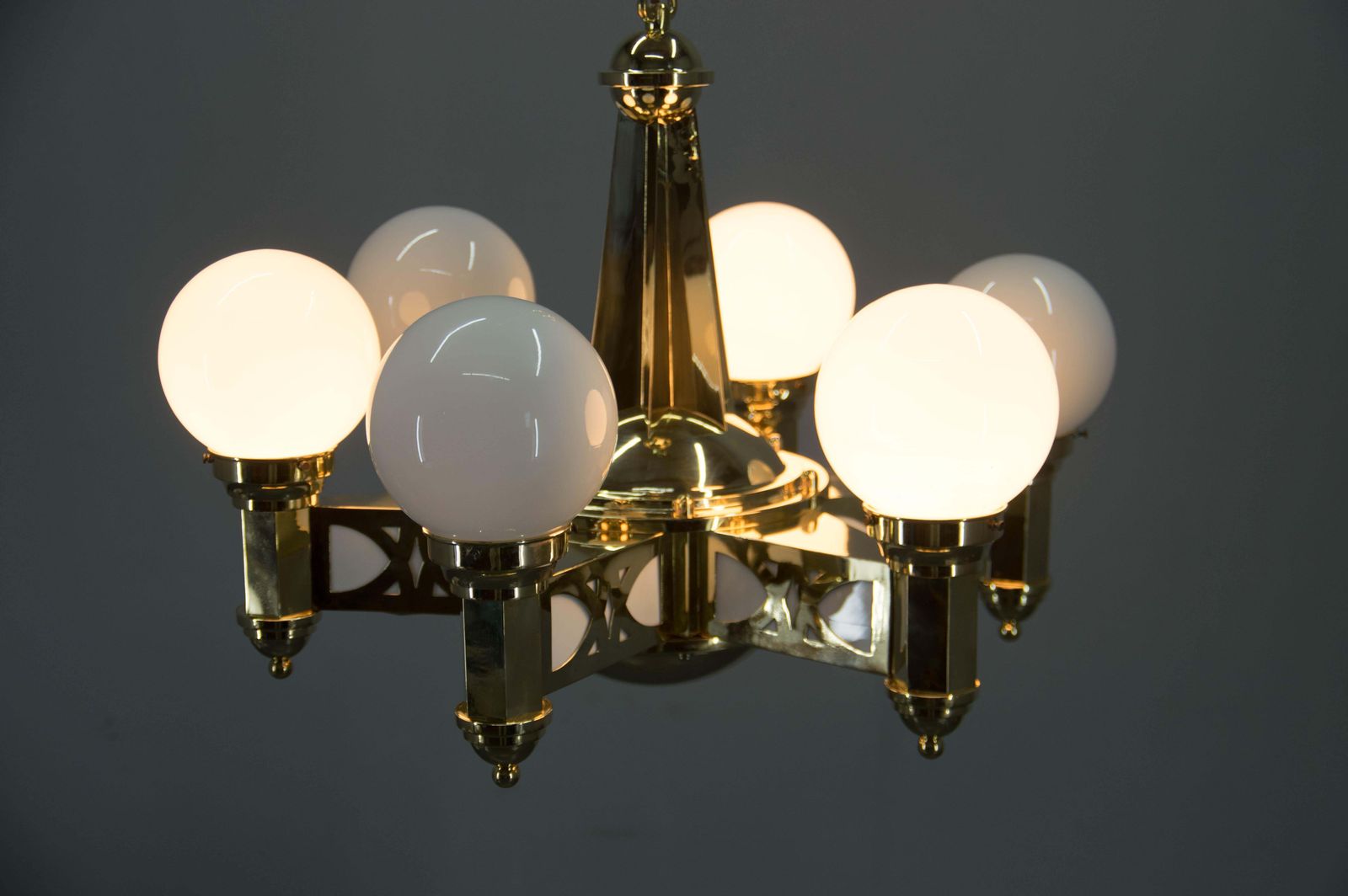 photo vintage Rare Art Nouveau Chandelier By Emil Kralik For Vulkania, 1920s