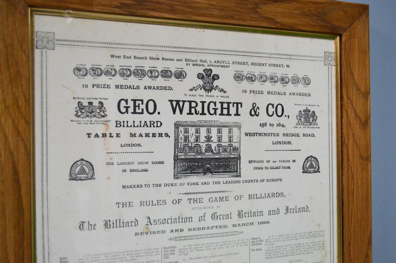 The Rules Of Billiards By George Wright Of London photo for sale