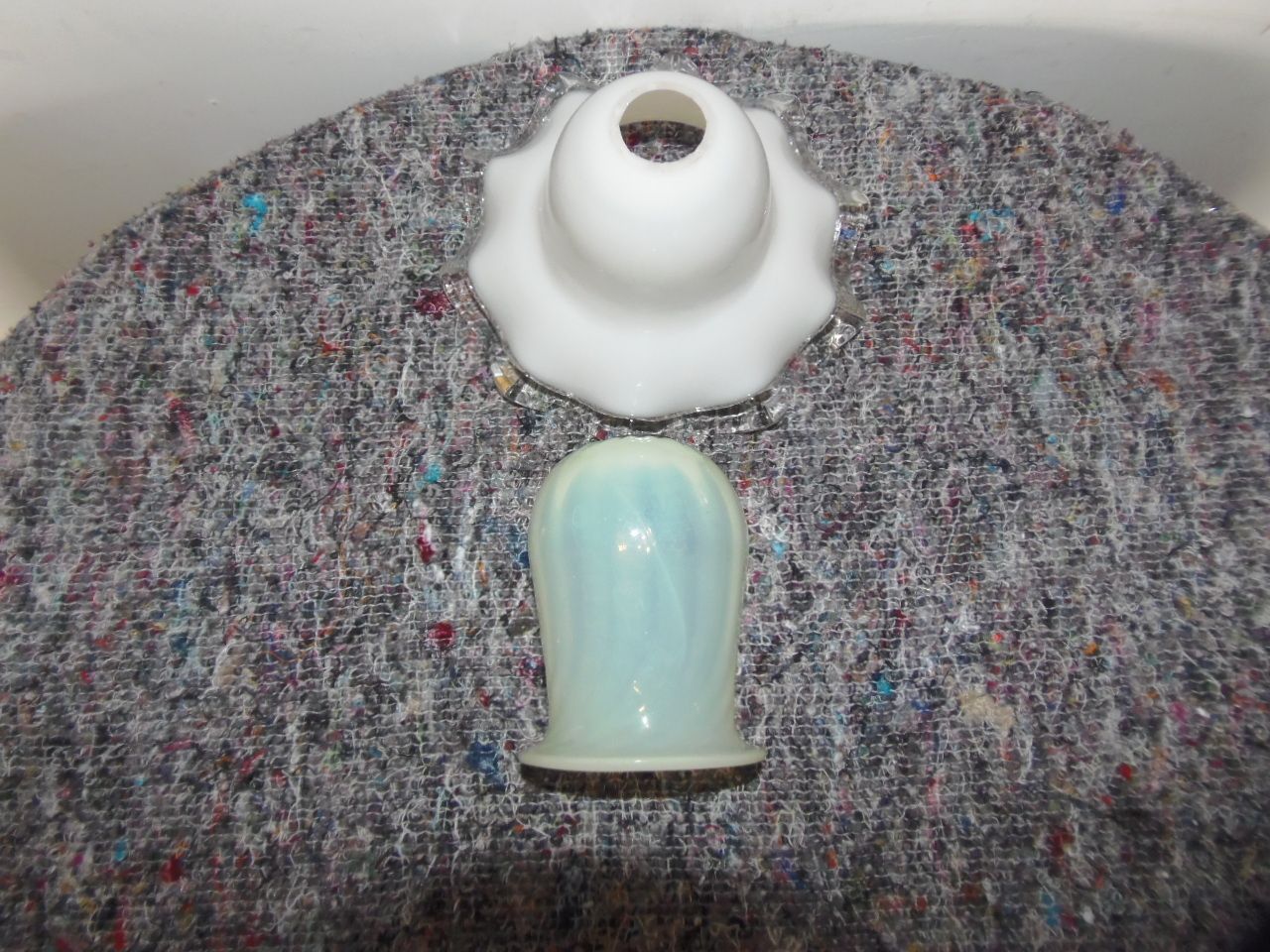 Milky Glass Lamp Shade, 1900s, Antique photo vinterior