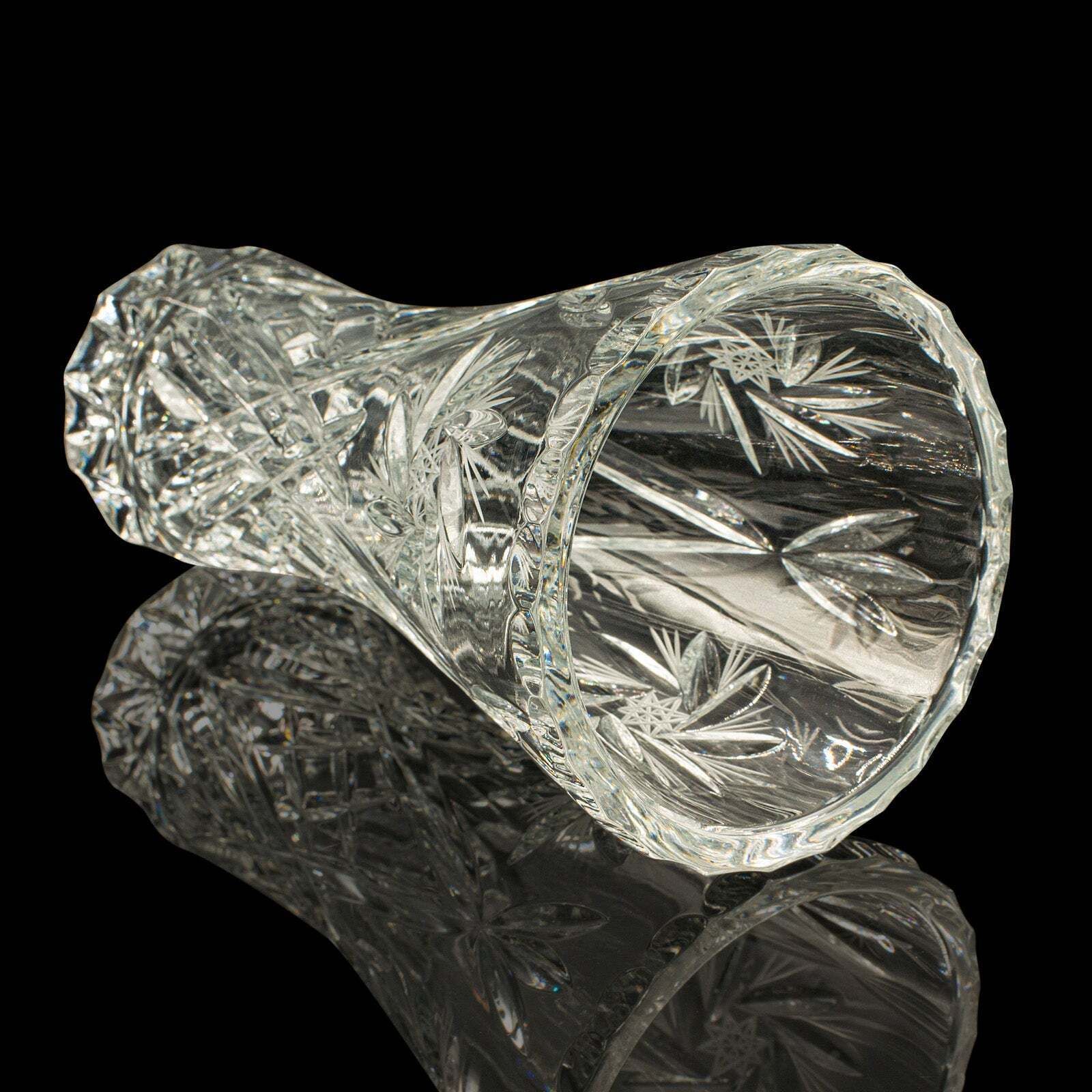 Vintage Crystal Flower Vase, English, Cut Glass, Bouquet, Sleeve, Circa 1940 photo buy