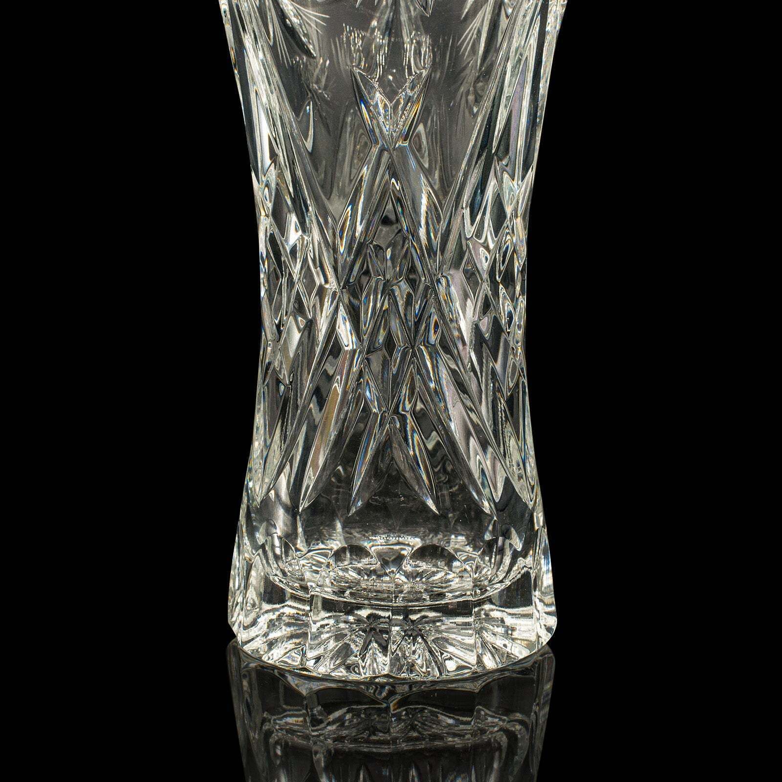 Home Decor Vintage Crystal Flower Vase, English, Cut Glass, Bouquet, Sleeve, Circa 1940 photo