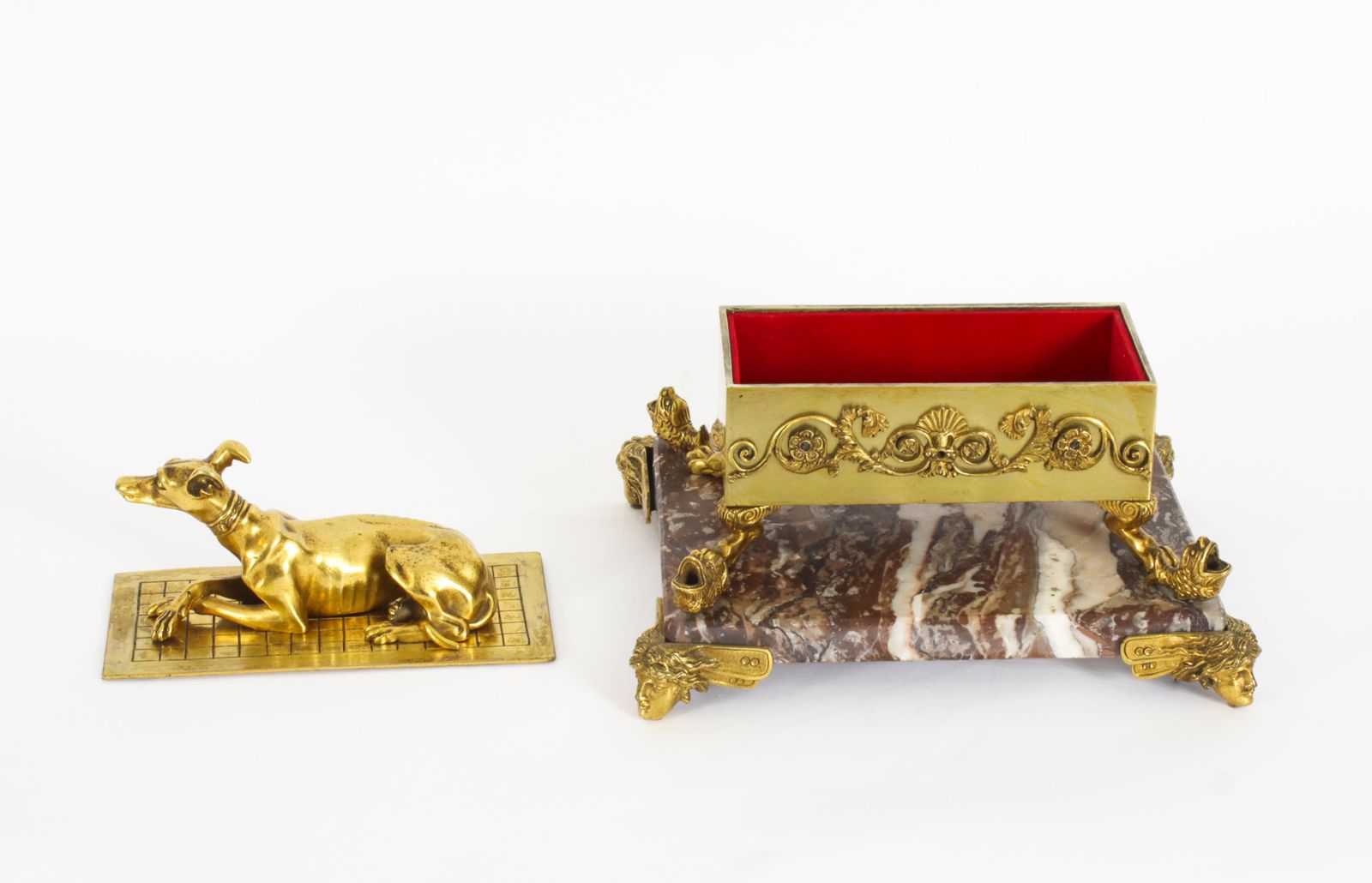 photo furniture Antique French Ormolu & Marble Casket 19th C