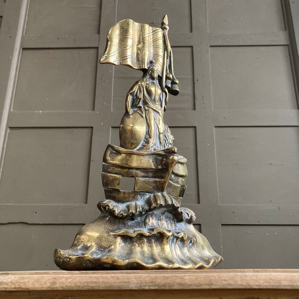 Victorian Brass Door Stop   'Britannia' photo Home Fixtures