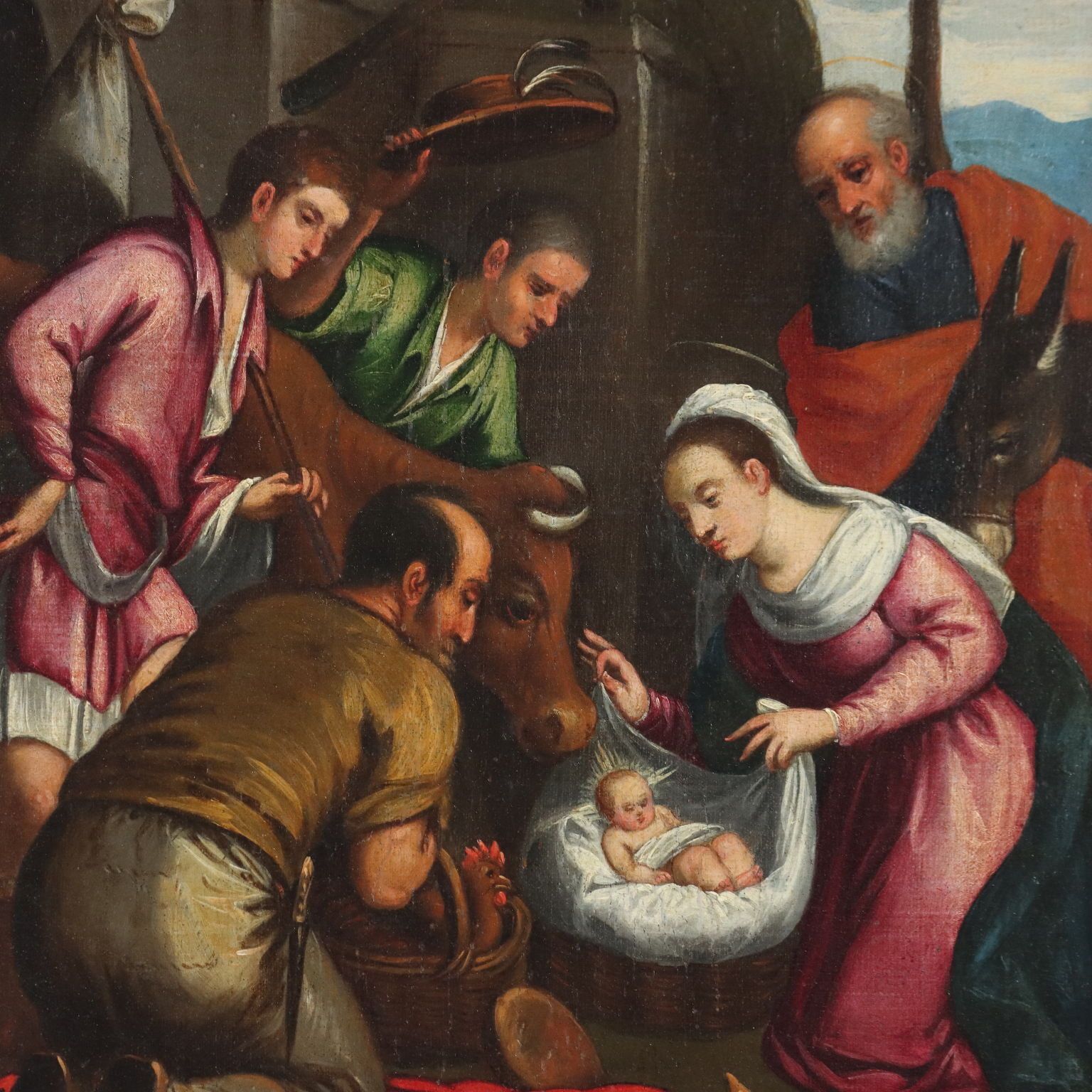 Antique Painting Religious Subject Oil On Canvas XVIII Century photo for sale