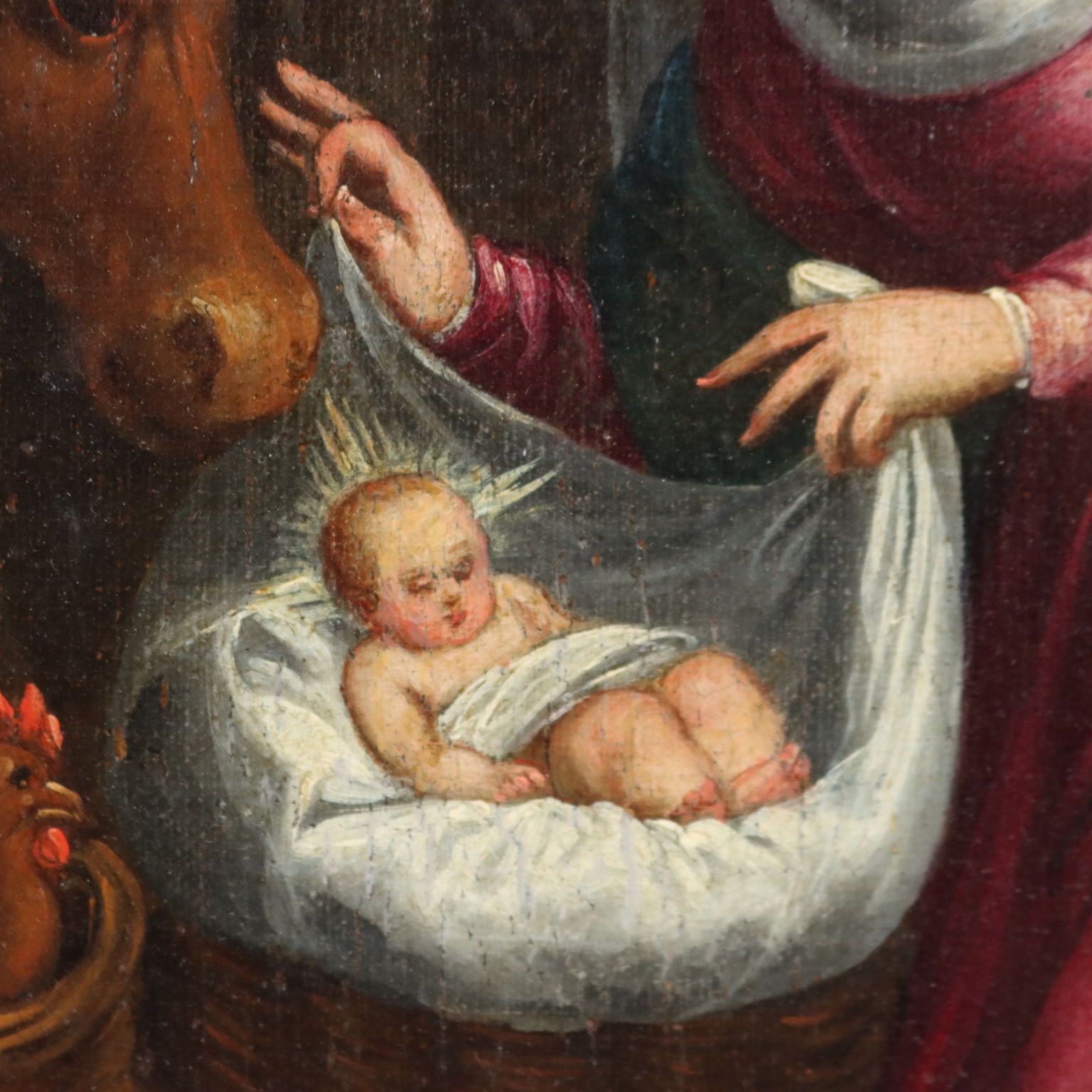 Antique Painting Religious Subject Oil On Canvas XVIII Century photo Art