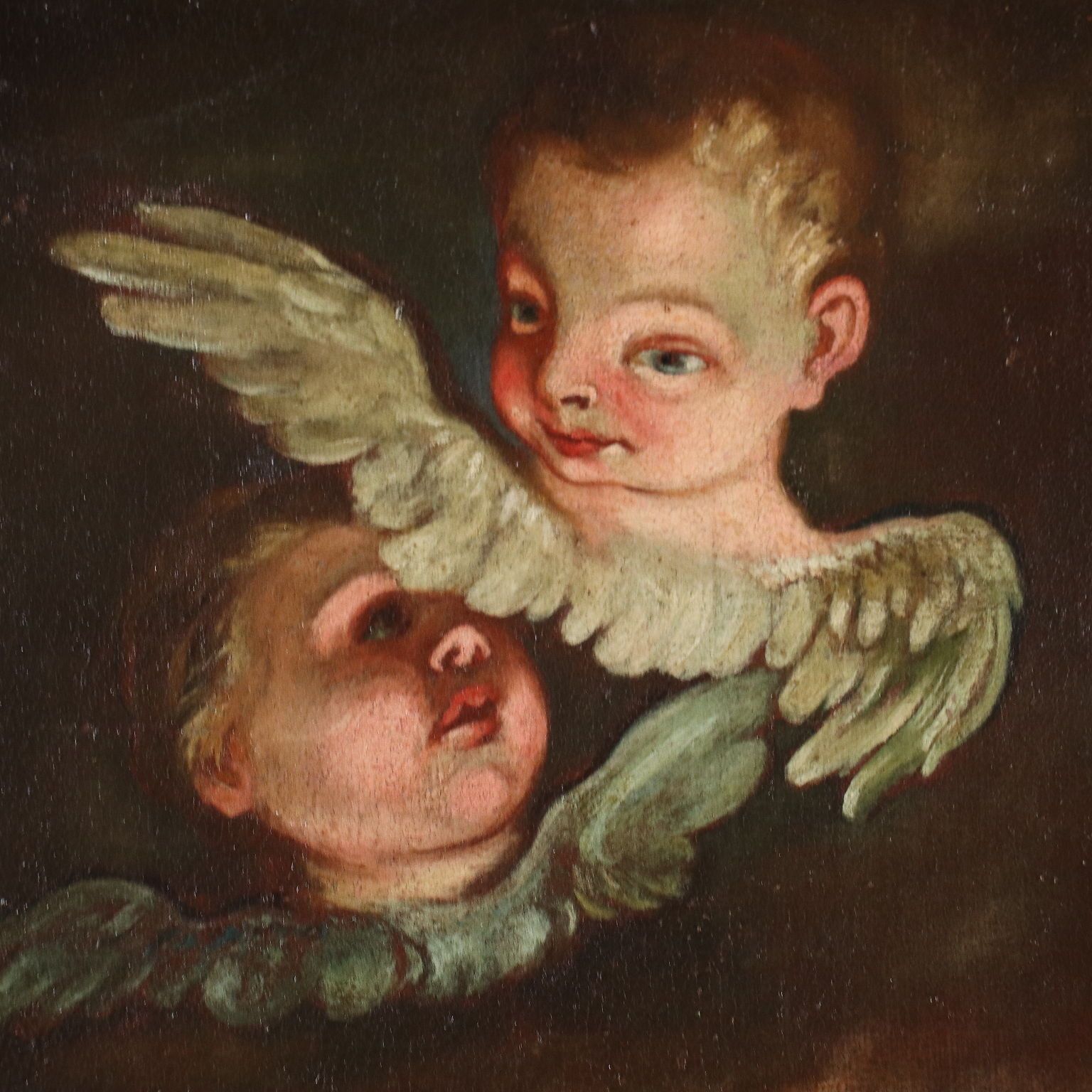 Adoration Of Jesus Child Oil On Canvas Italy XVII Century photo vinterior