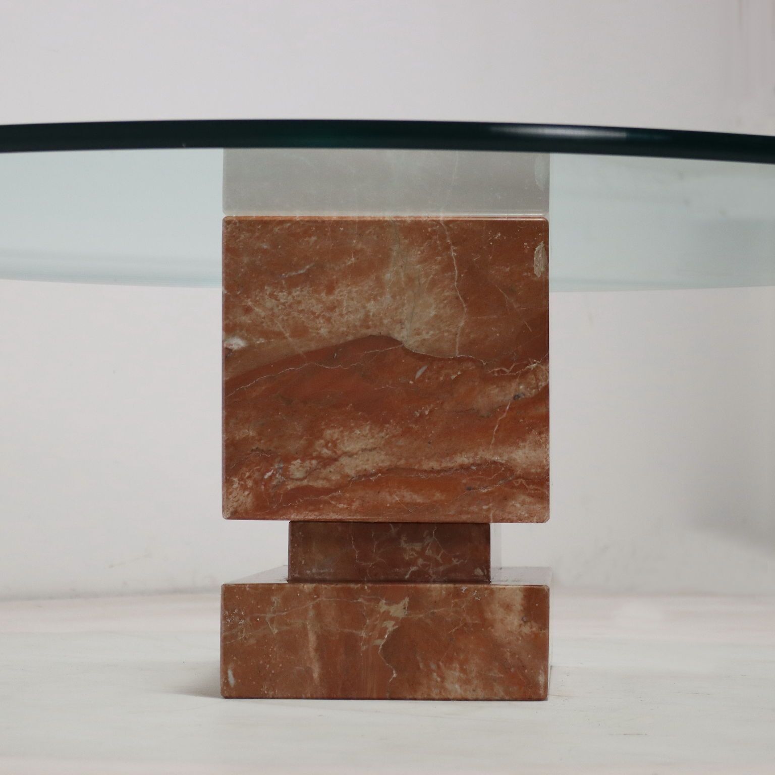 Vintage Coffee Table Marble Glass Italy 1980s 1990s photo for sale
