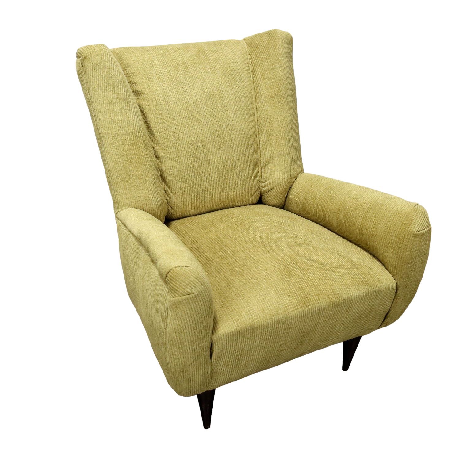 Vintage Armchair Wood Painted Velvet Italy 1950s 60s