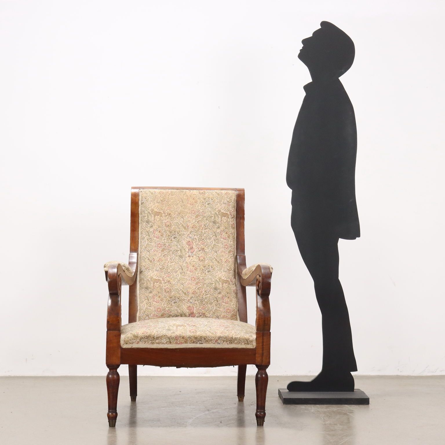 Antique Armchair Louis Philippe Walnut Fabric Italy XIX Century photo furniture