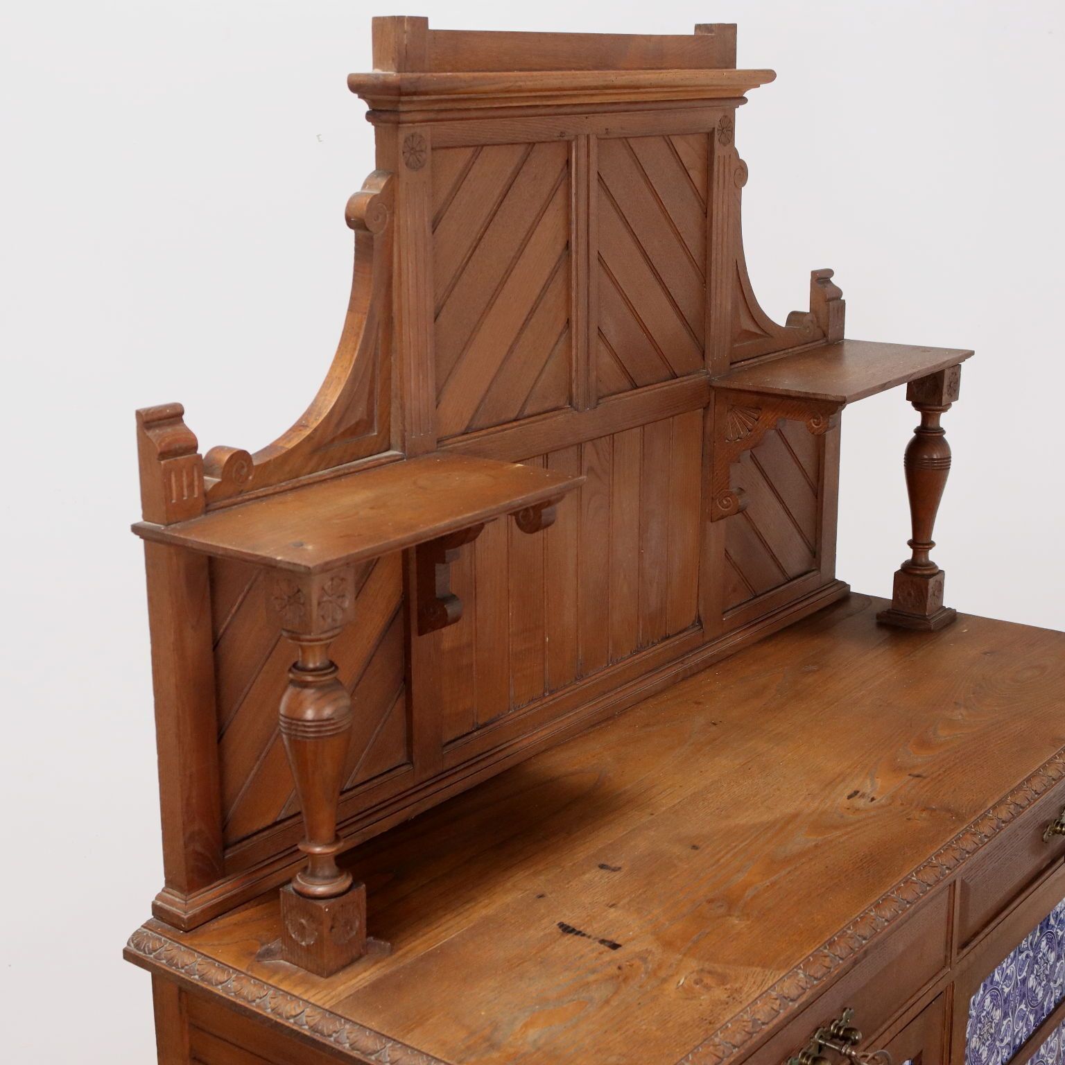 Cupboard Art Nouveau Oak 2 Drawers XX Century photo for sale