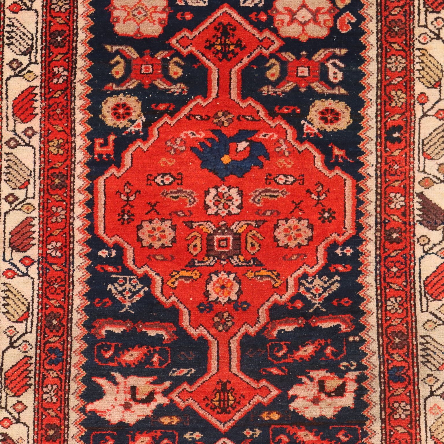 Antique Asian Carpet Cotton Wool Heavy Knot 201 X 39 In photo Textiles
