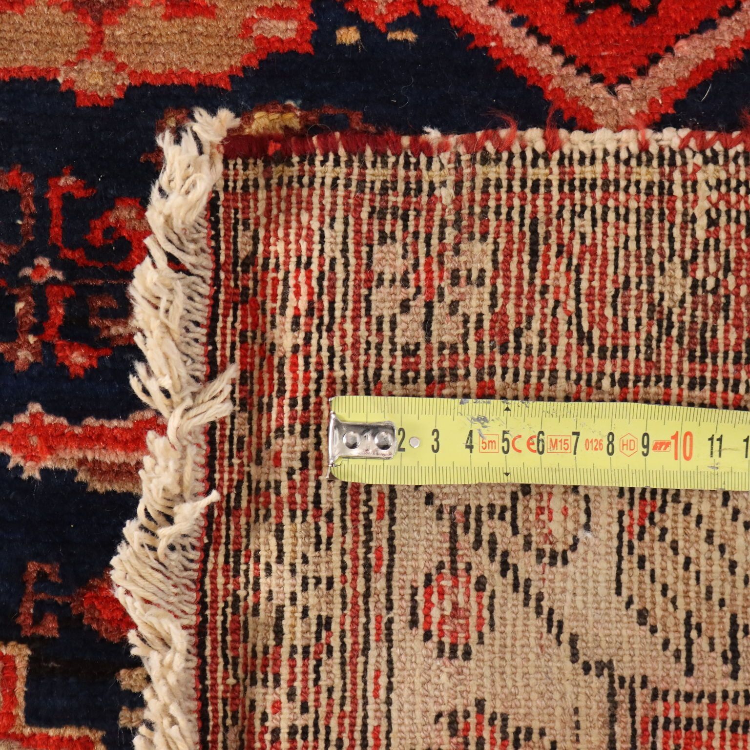 Antique Asian Carpet Cotton Wool Heavy Knot 201 X 39 In photo vintage