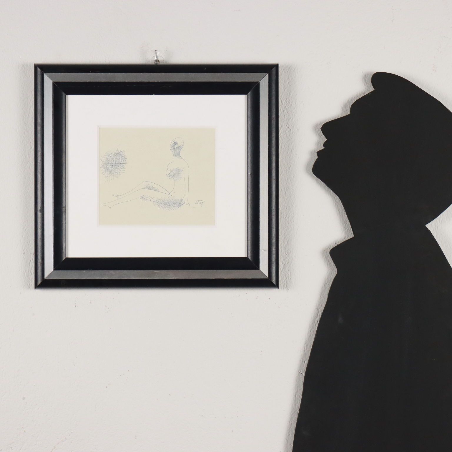 Pen Drawing By Mario Tozzi Figure In Rest 1969 With Authentication Fra photo furniture