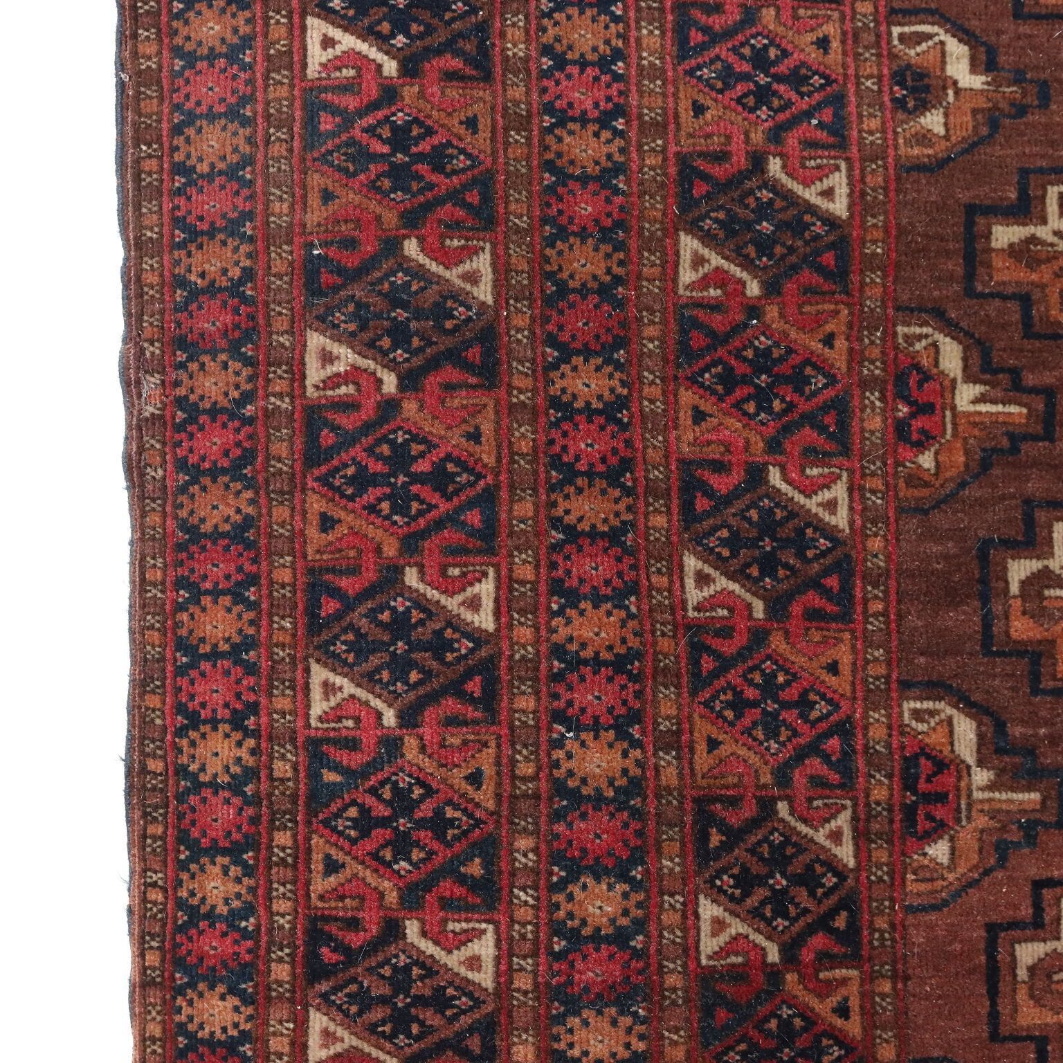 Antique Bukhara Carpet Wool Thin Knot Turkmenistan 75 X 47 In photo 520.0