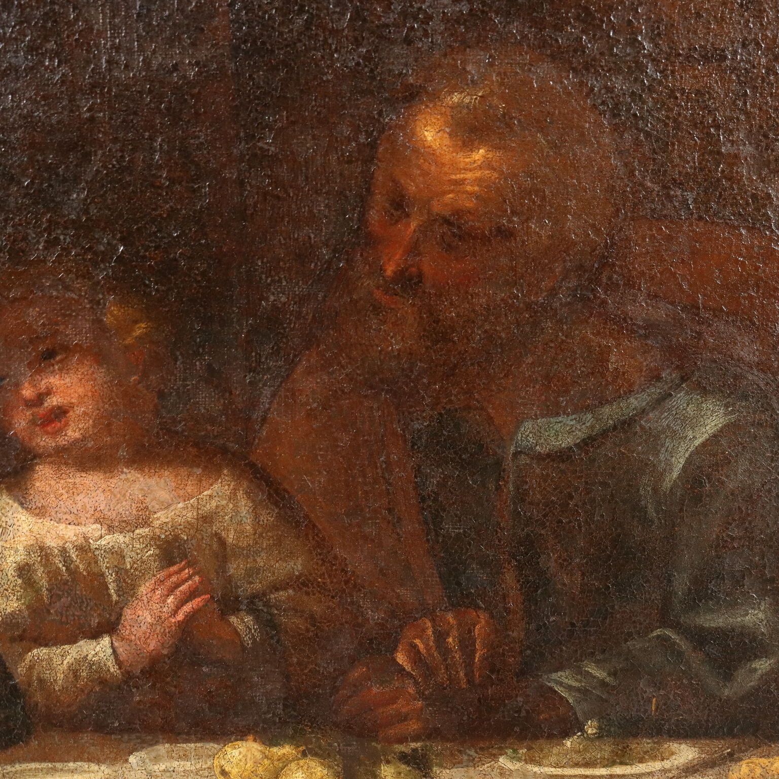 Antique Painting With The Holy Family Oil On Canvas '600 photo 7170.0