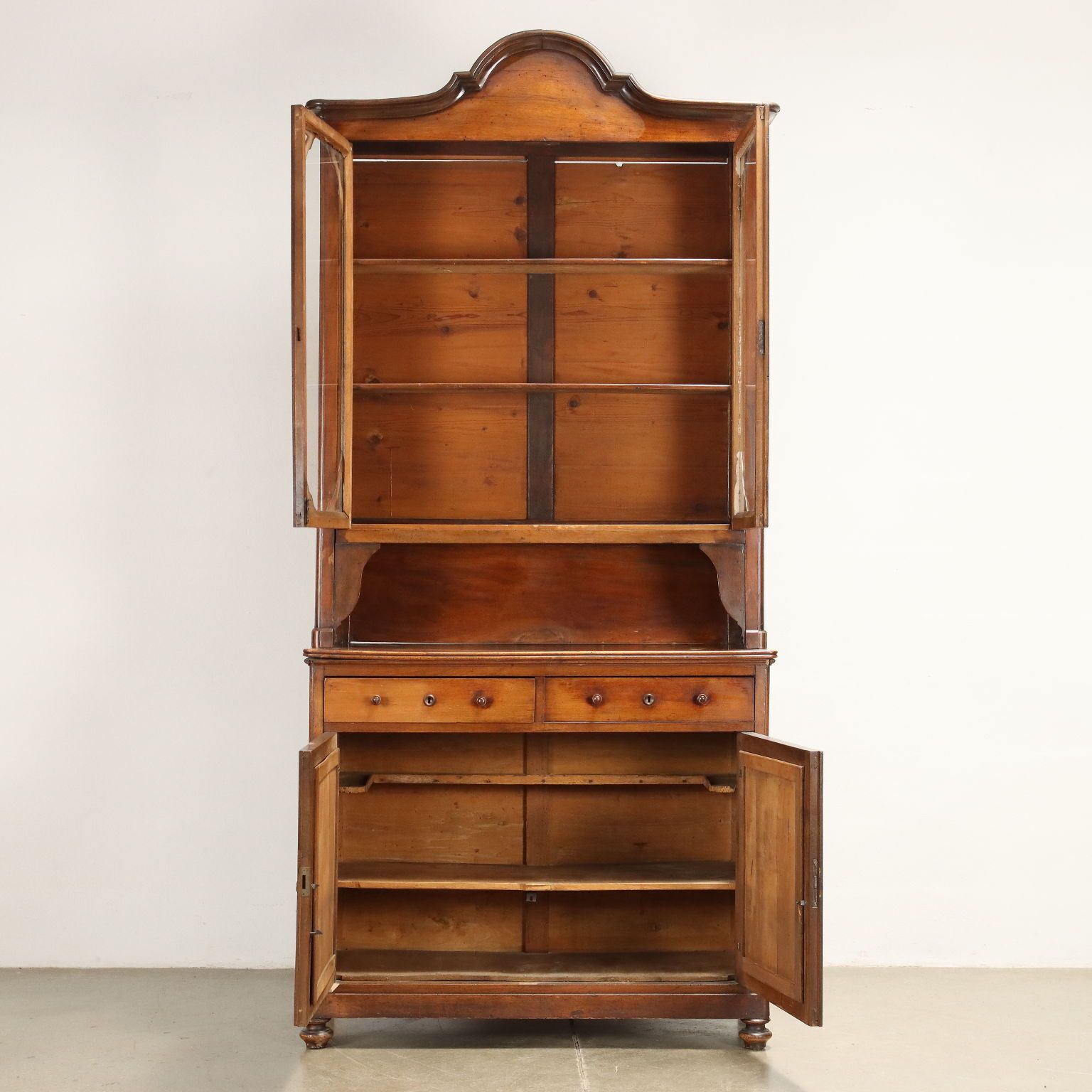 Antique Double Top Showcase With Drawers Walnut Italy XX Century photo for sale