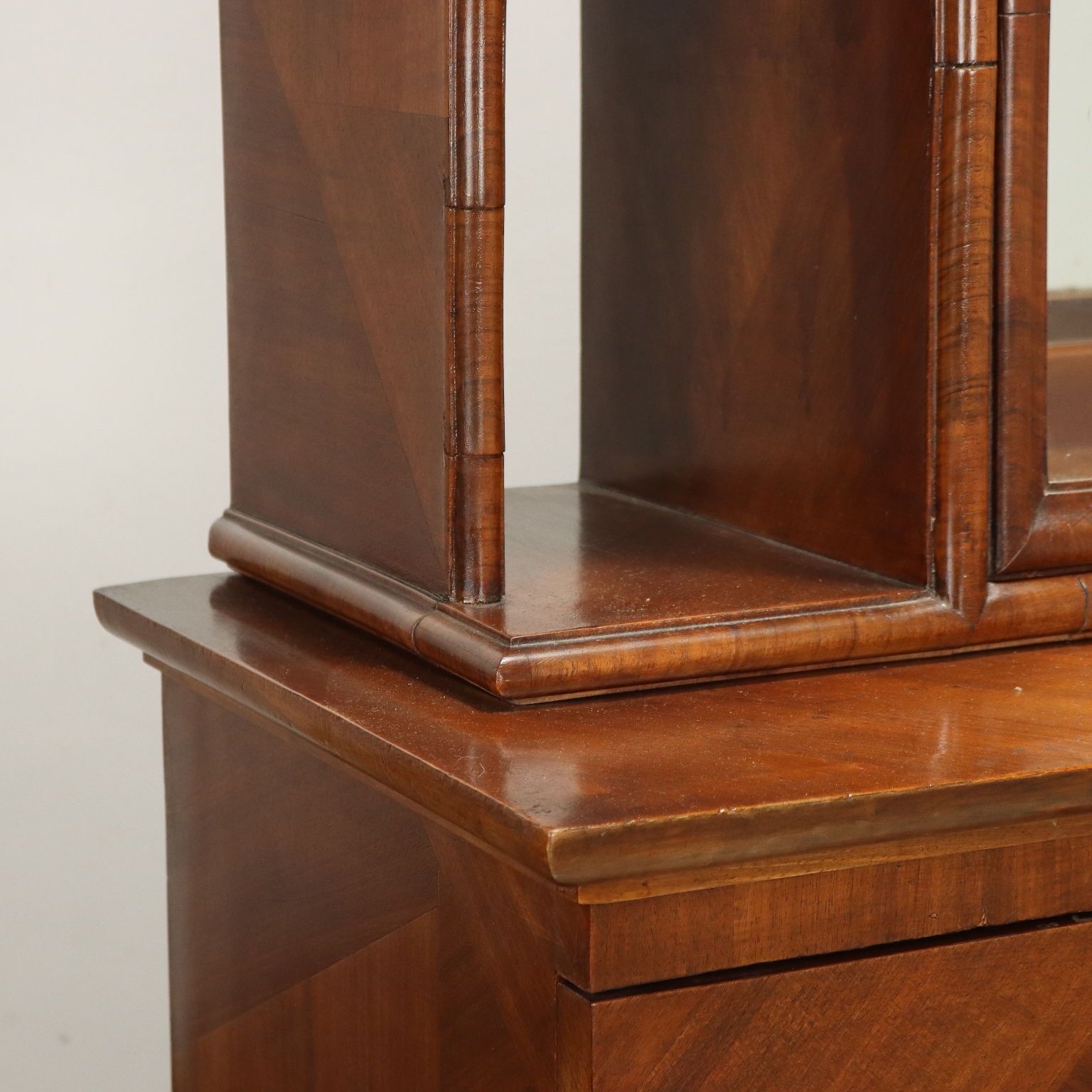 Antique Decò Showcase Walnut Drawers Cupboard Italy XIX Century photo vintage