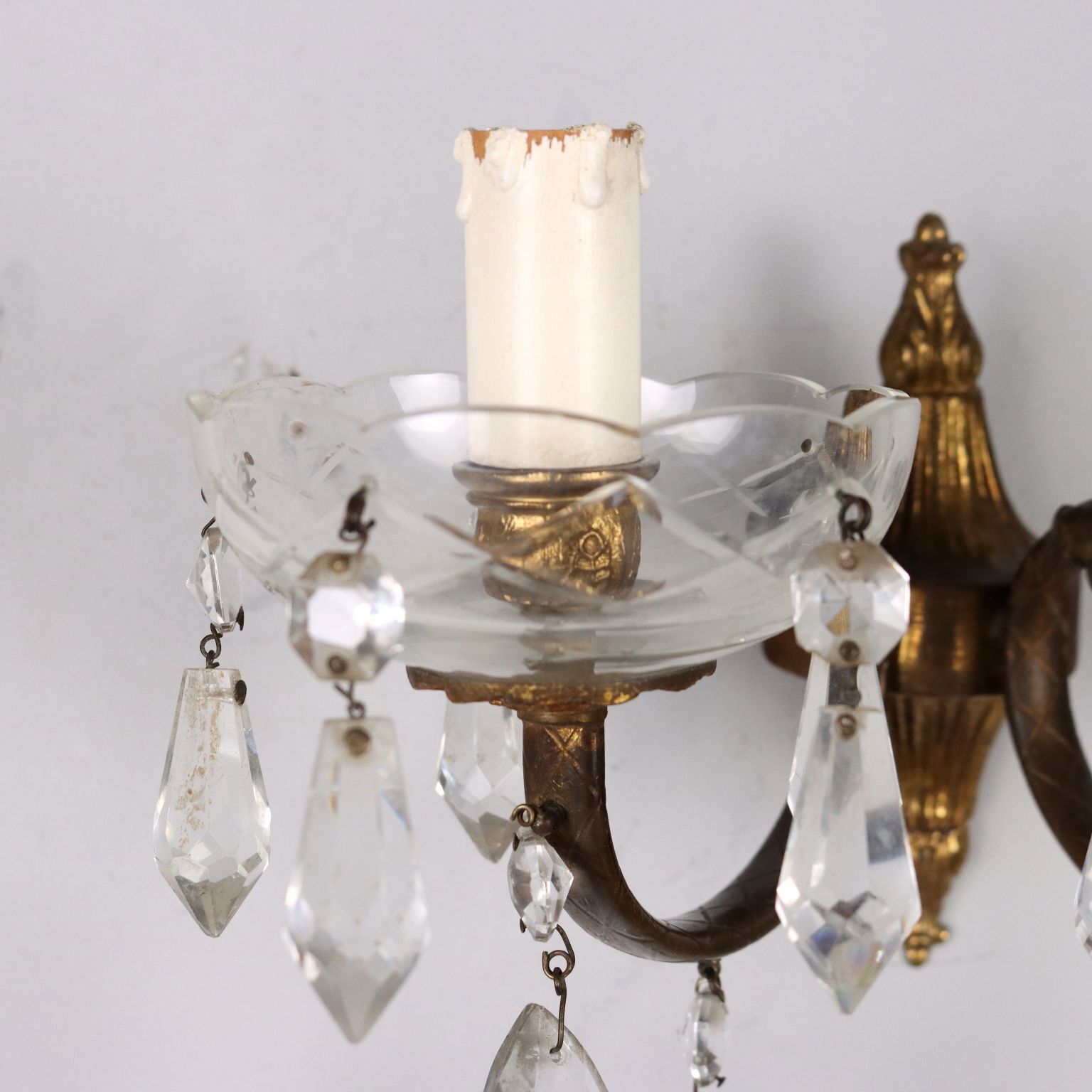 Pair Of Antique Wall Lamps Gilded Bronze Italy XX Century photo Lighting