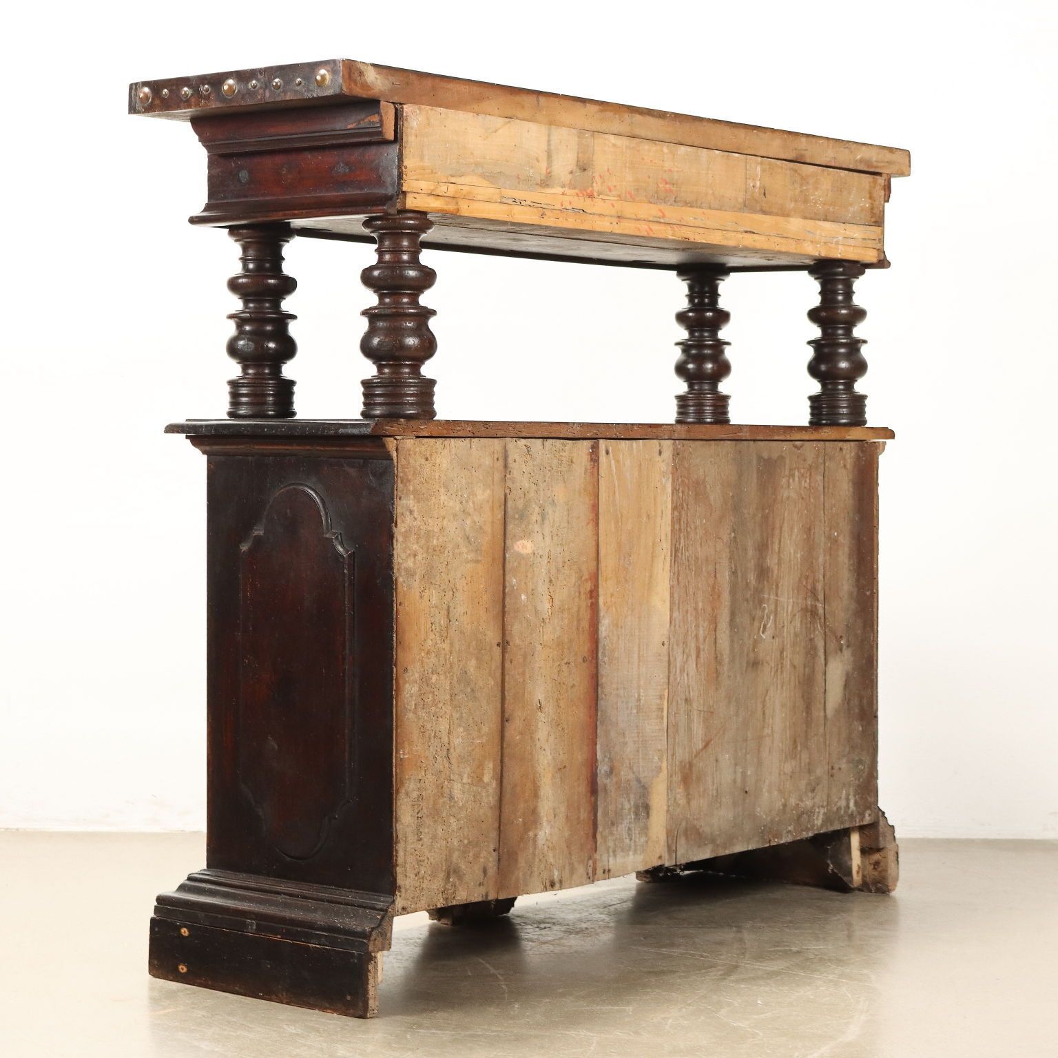Furniture Antique Cupboard With Upper Part Baroque Style Wood '900 photo