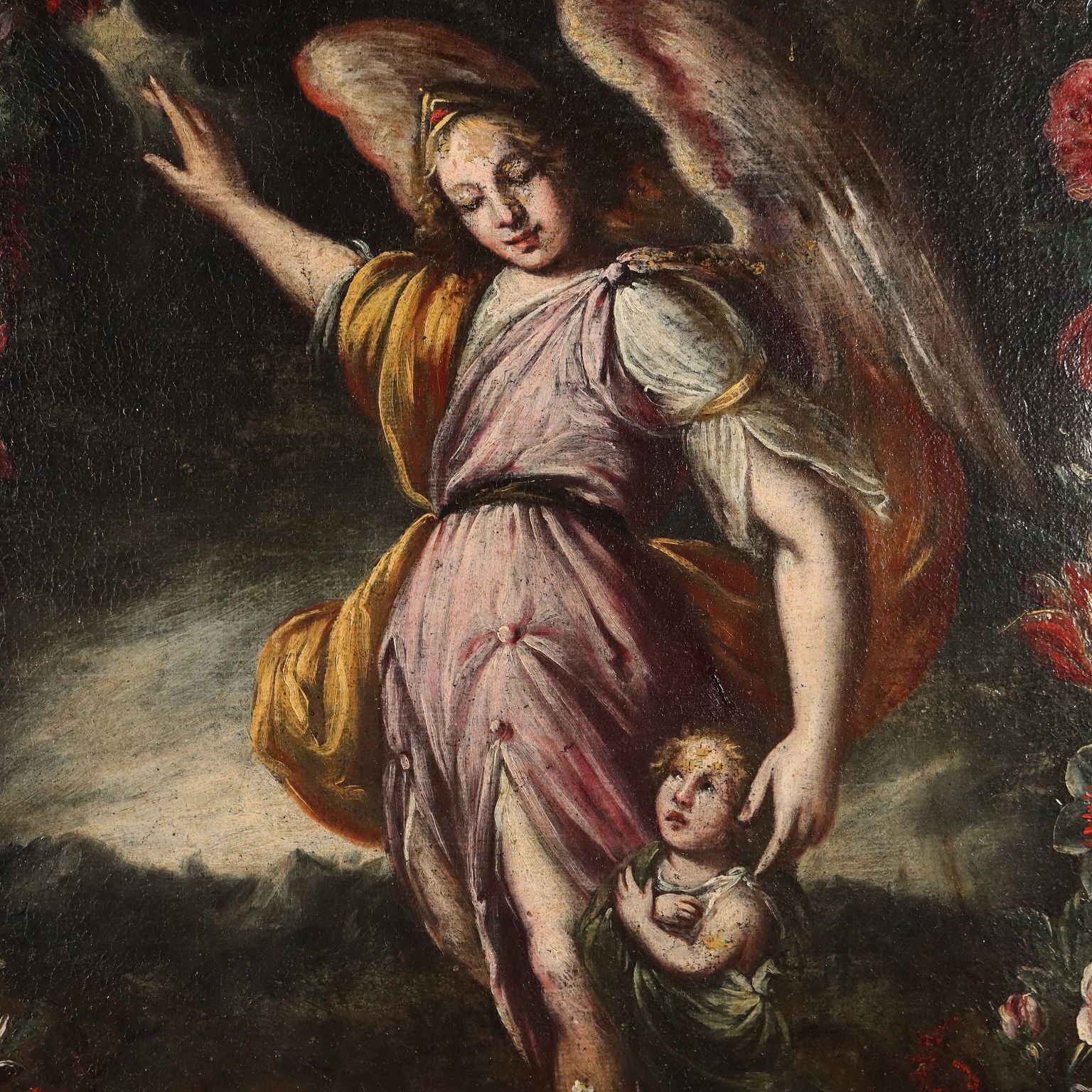 Antique Painting Religious Subject Oil On Canvas XVII Century photo for sale