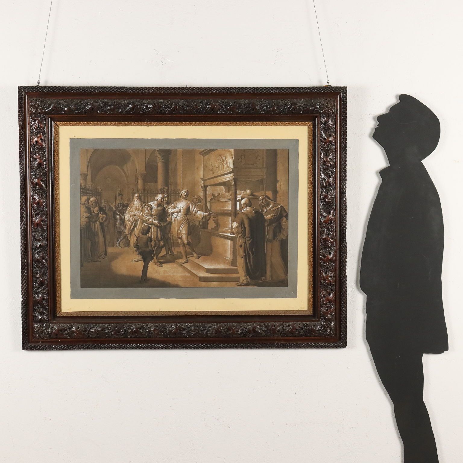 Antique Painting Ludovico Il Moro Mixed Technique XIX Century photo furniture