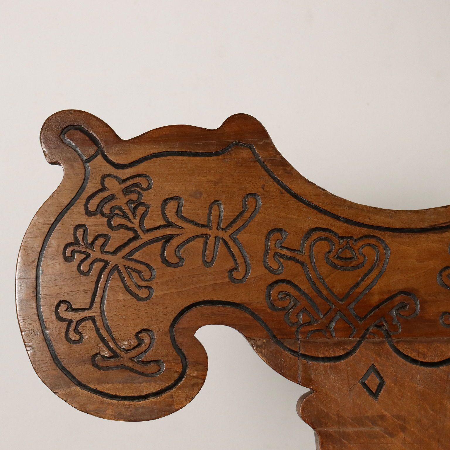 Antique Baroque Bench Walnut Italy XVIII Century photo vintage