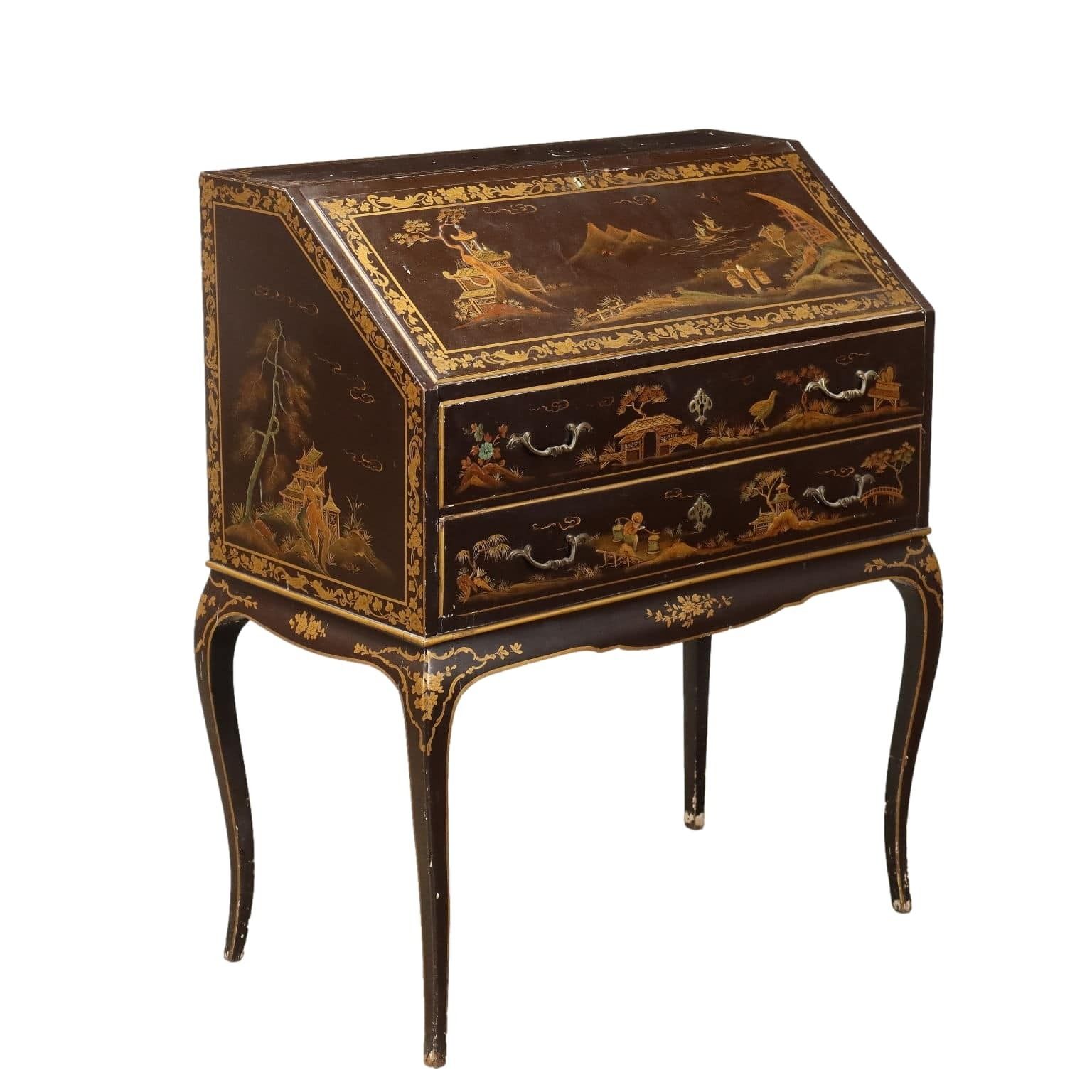 Antique Cabinet Chinoiserie Walnut Italy XX Century