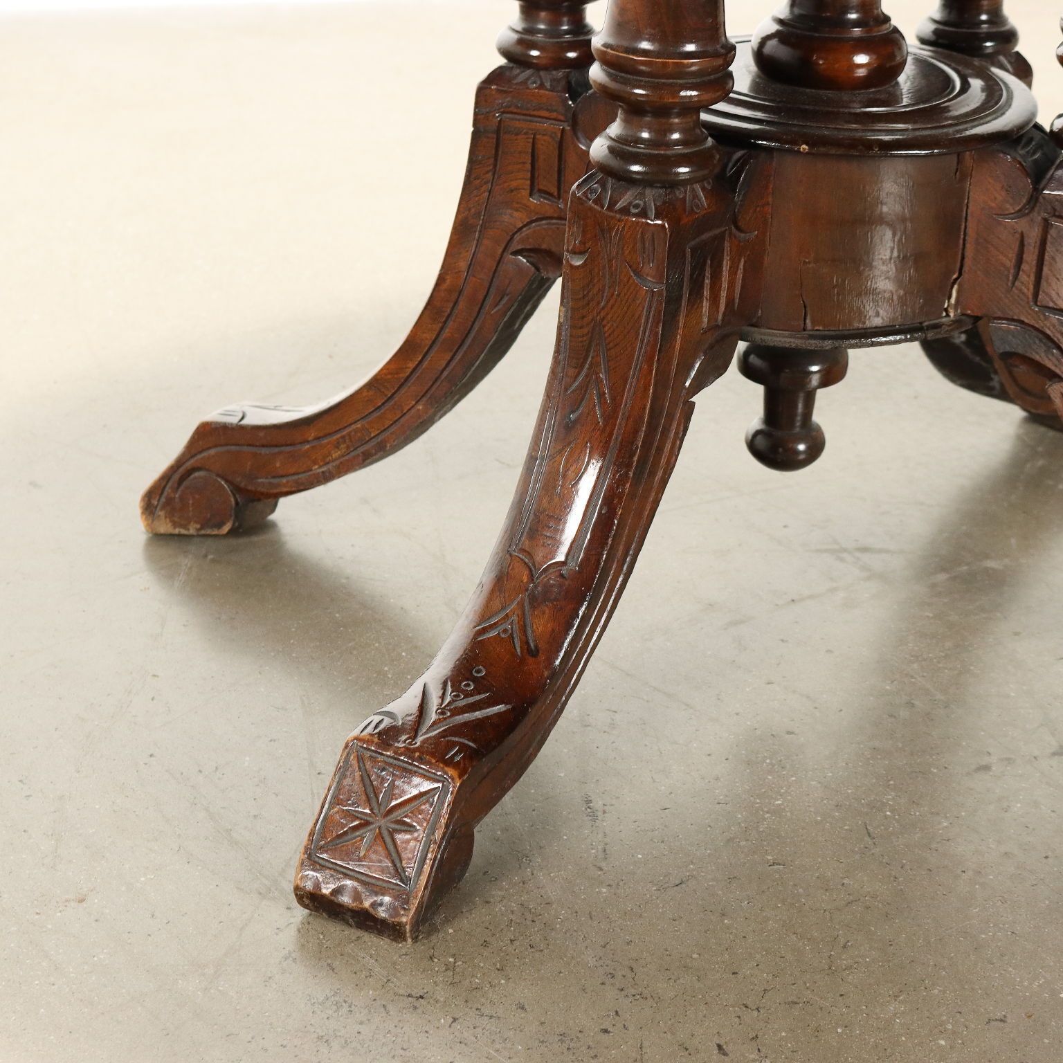 Antique Table Walnut Veneer Italy XIX Century photo vintage