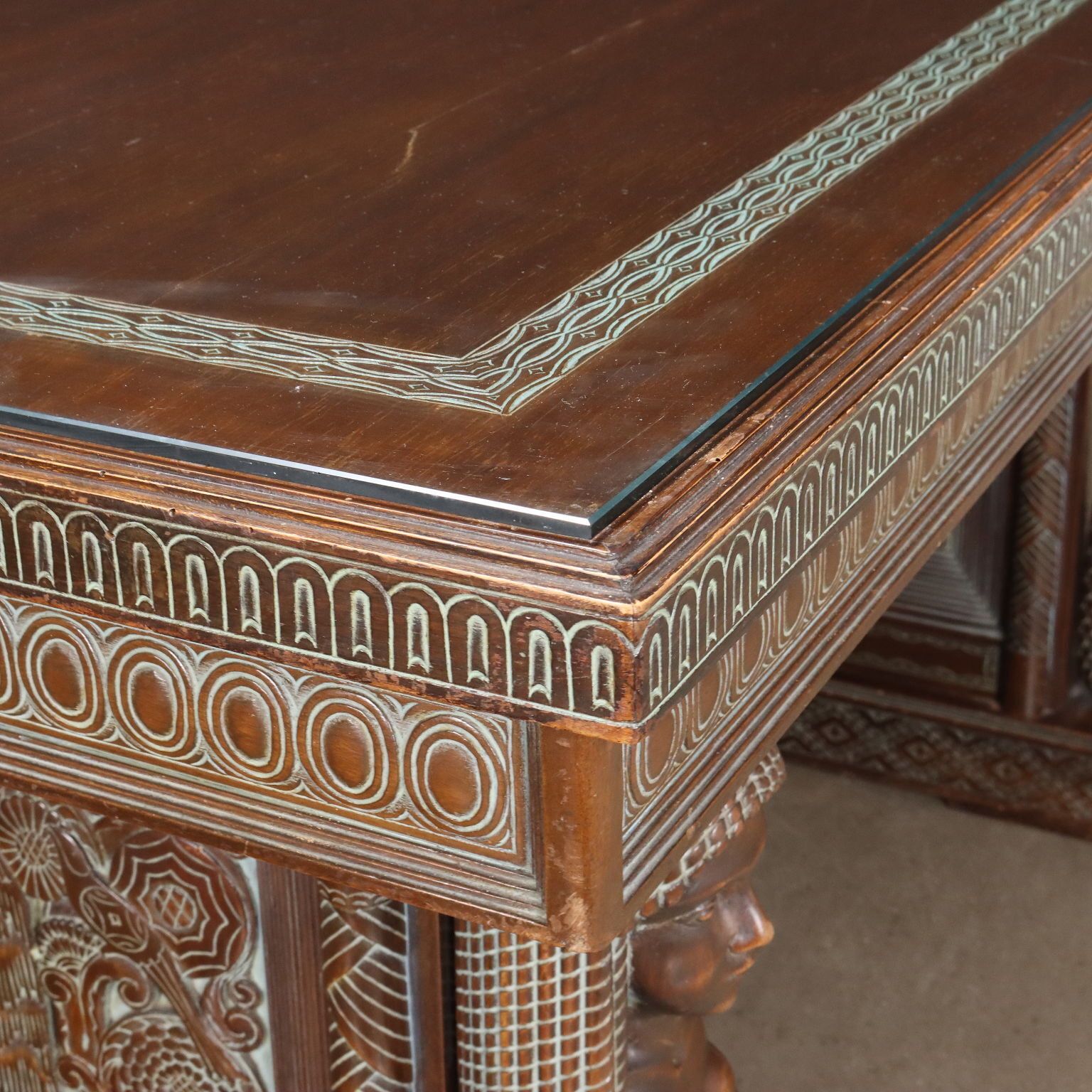 Antique Table Rino Galbiati Ethnic Style Italy XX Century photo vinterior