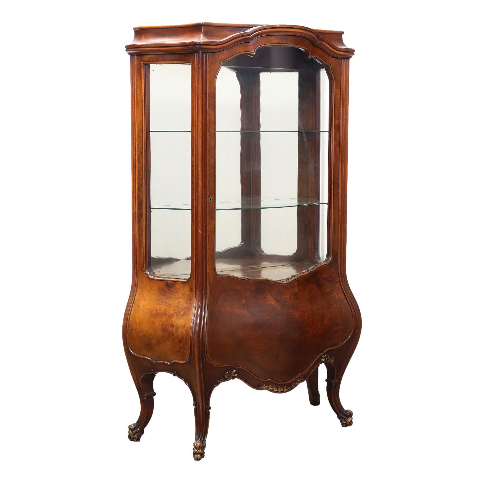 Antique Showcase Baroque Style Walnut Decorations Italy XX Century