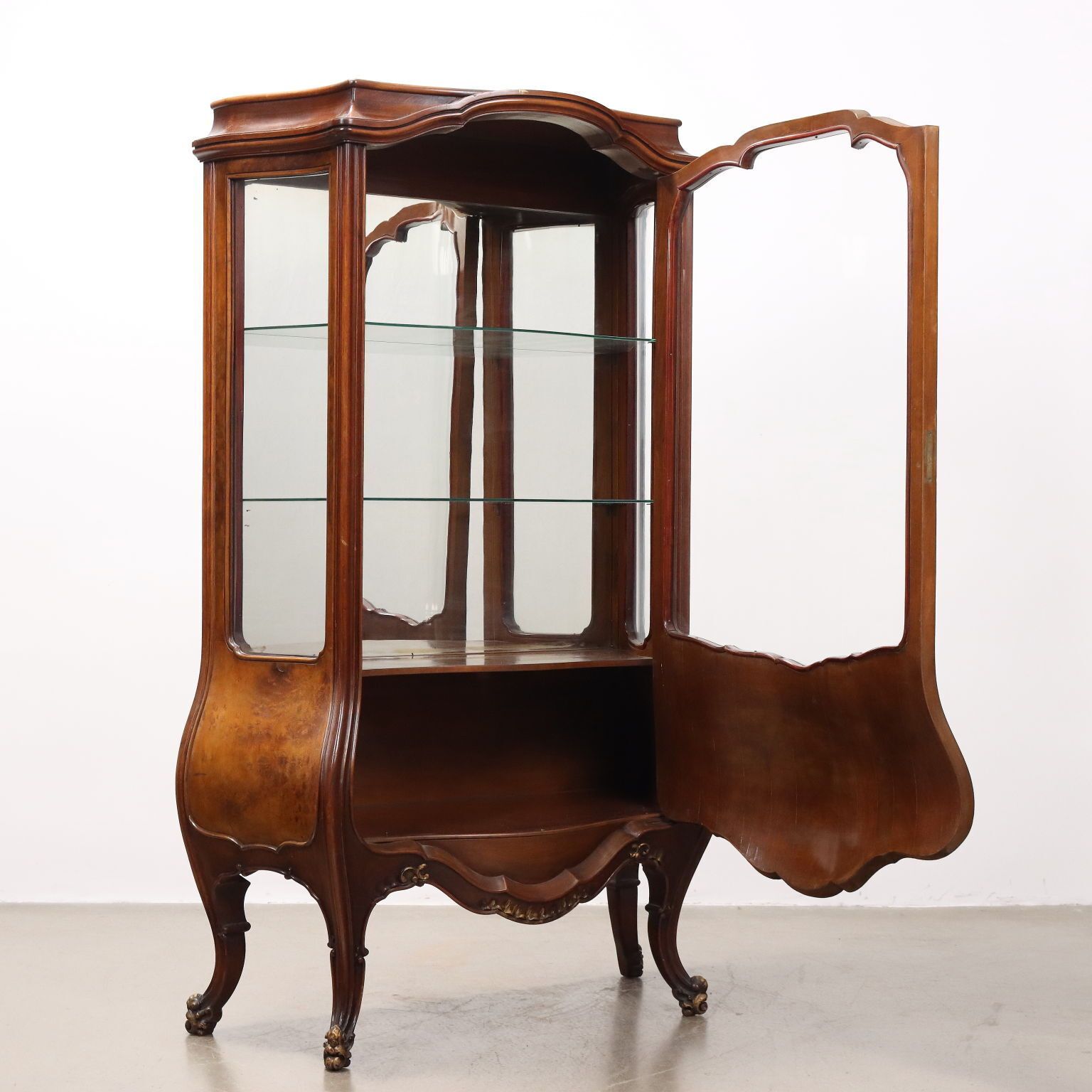 Antique Showcase Baroque Style Walnut Decorations Italy XX Century photo for sale