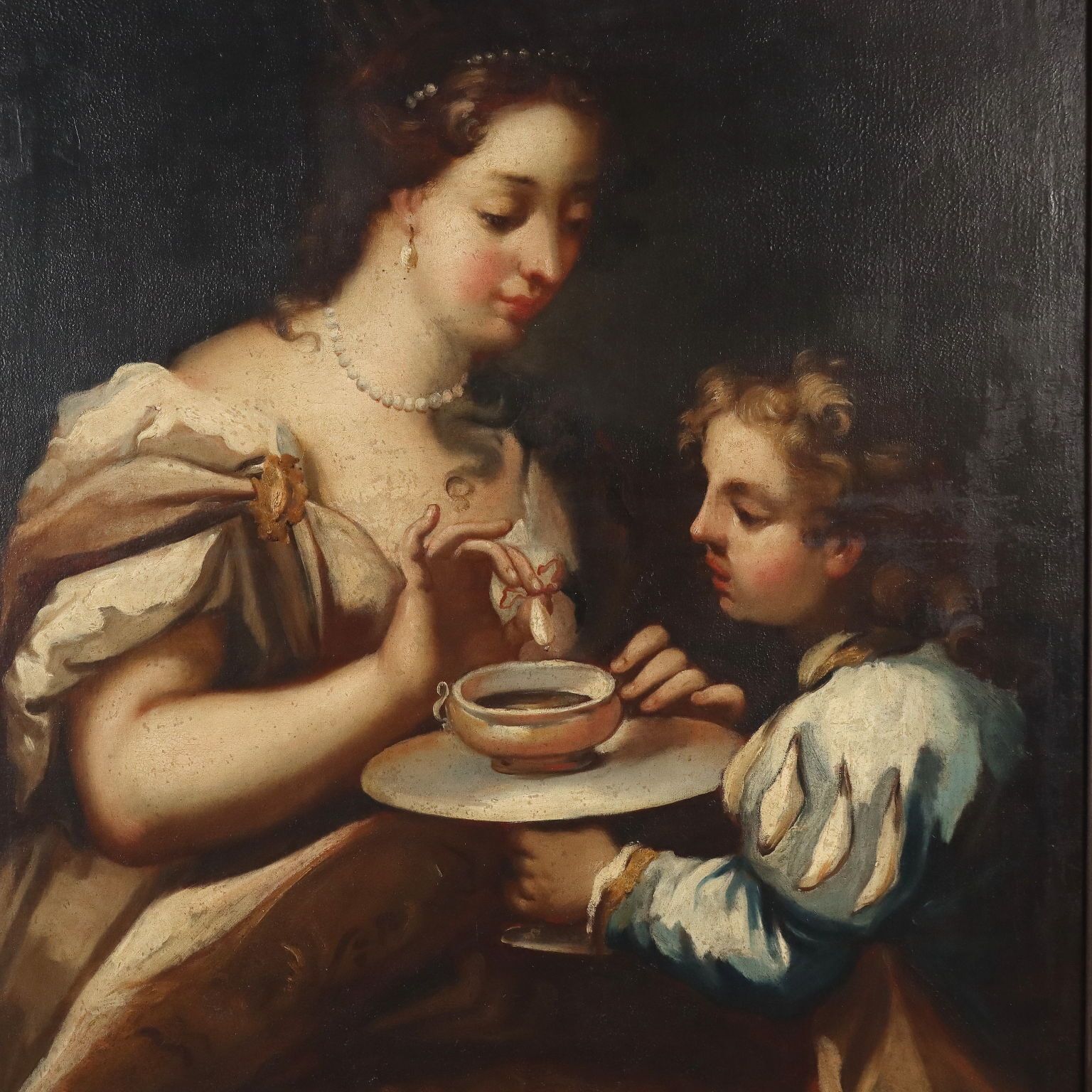 Antique Painting Historical Subject Oil On Canvas XVII Century photo for sale