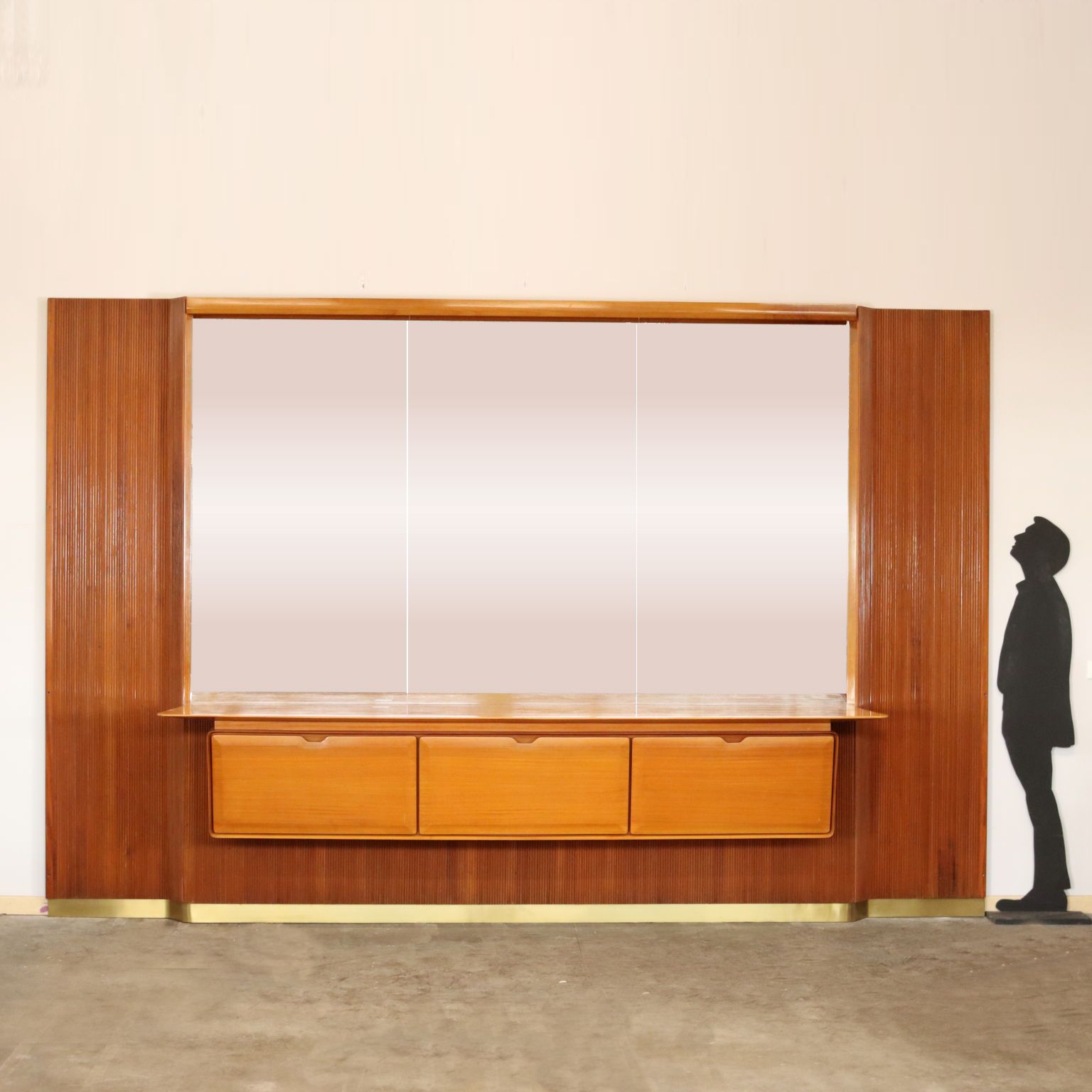 Vintage Living Room Cabinet Wood Aluminium 1950s photo furniture
