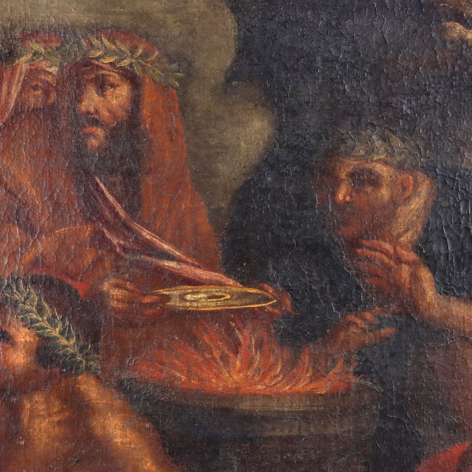 Antique Painting Religious Subject Oil On Canvas XVII Century photo vinterior