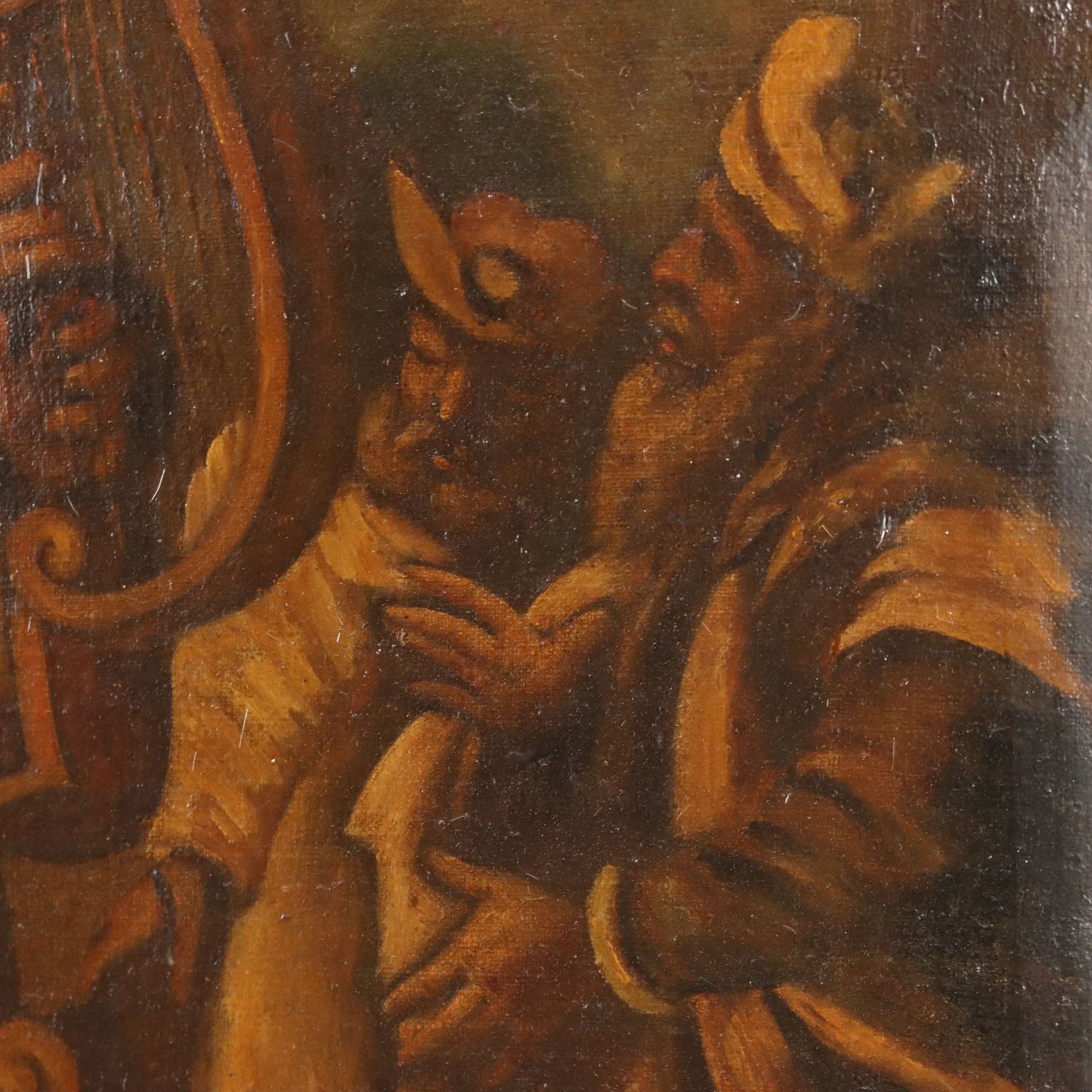 Antique Painting Religious Subject Oil On Canvas XVII Century photo vintage