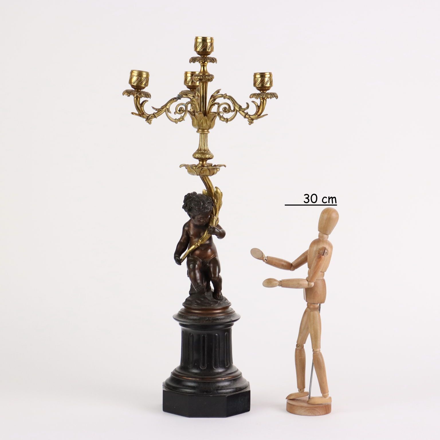 Antique Candelabra Bronze Black Marble Europe XIX Century photo furniture