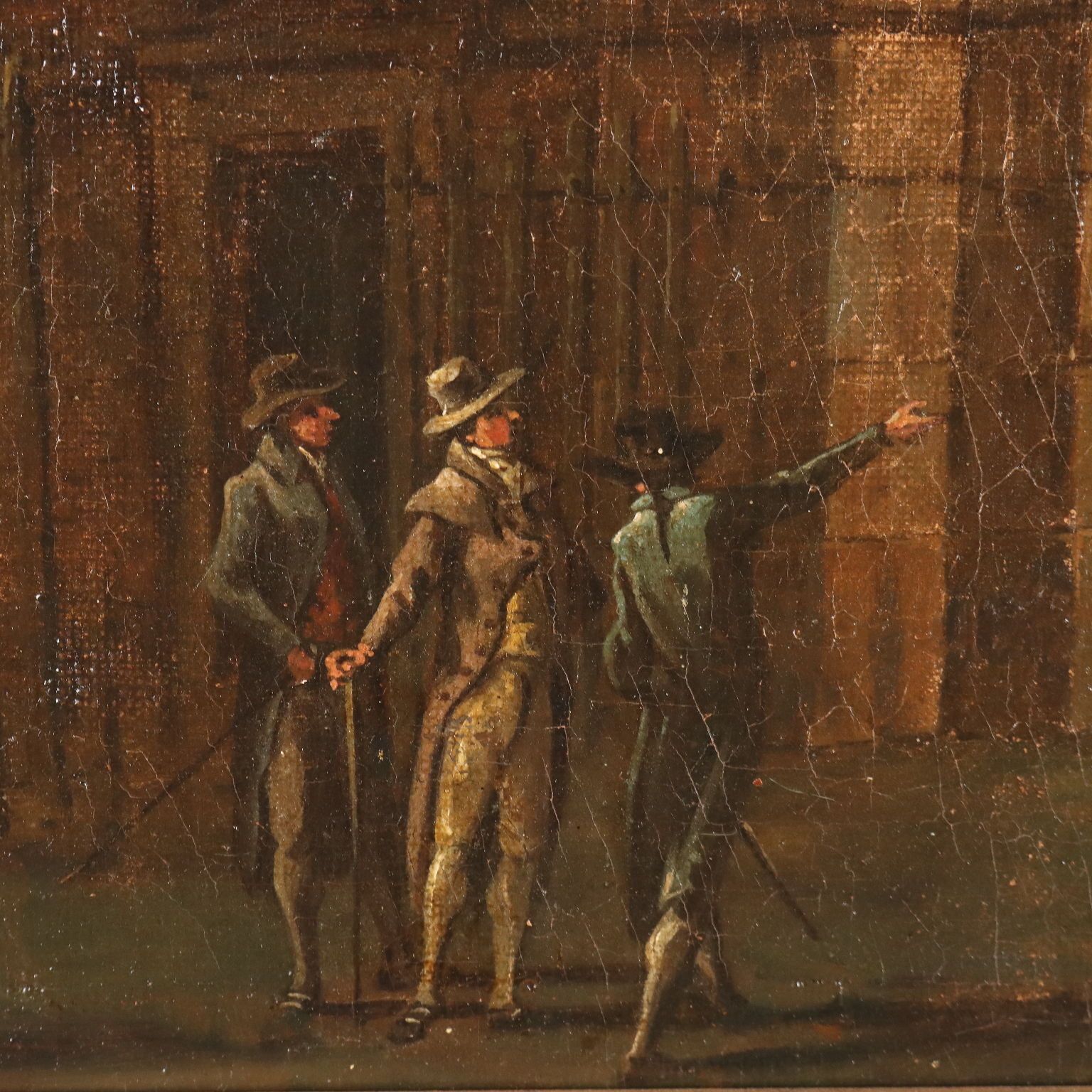 Antique Painting Folly Oil On Canvas Italy Late XVIII Century photo Art