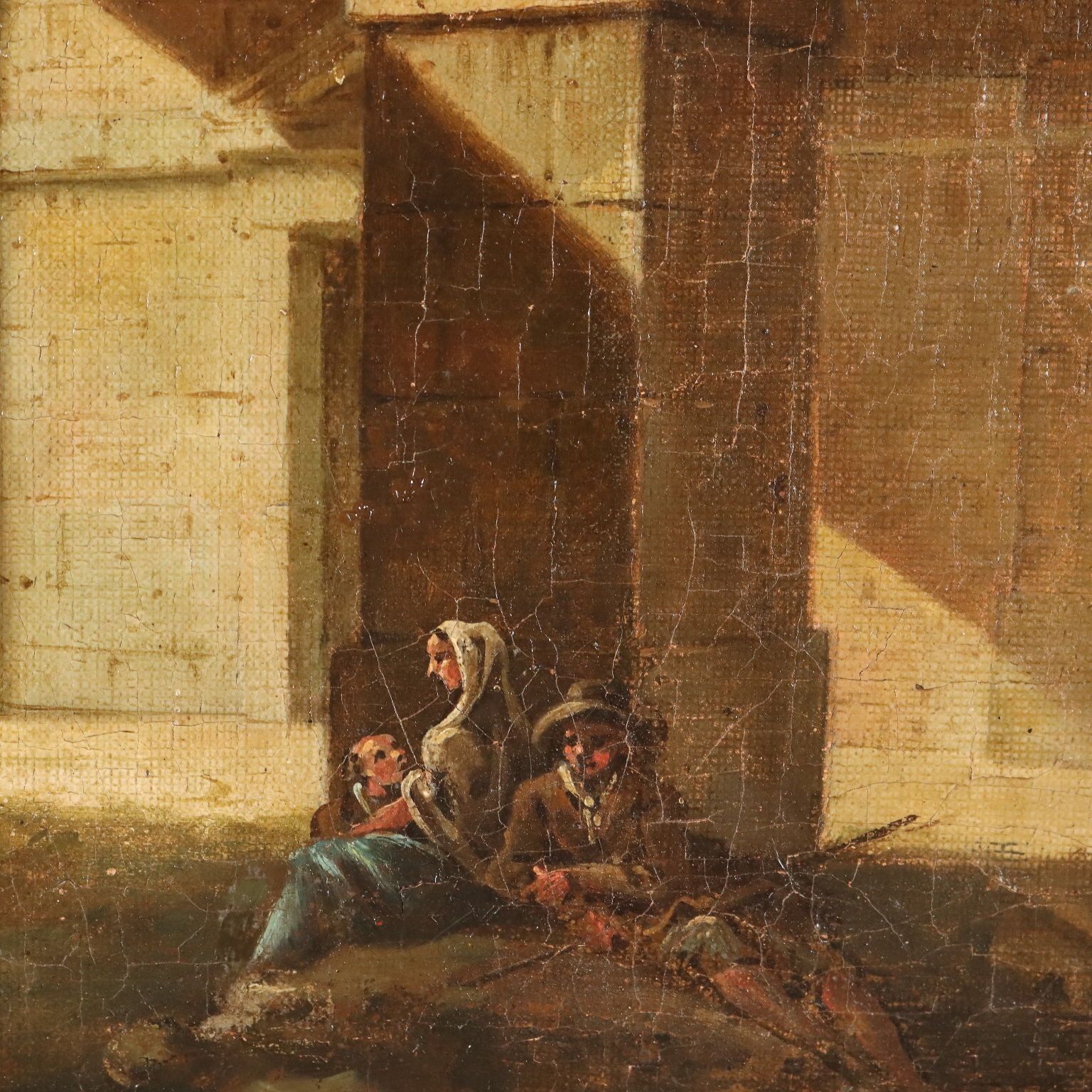 Antique Painting Folly Oil On Canvas Italy Late XVIII Century photo vinterior