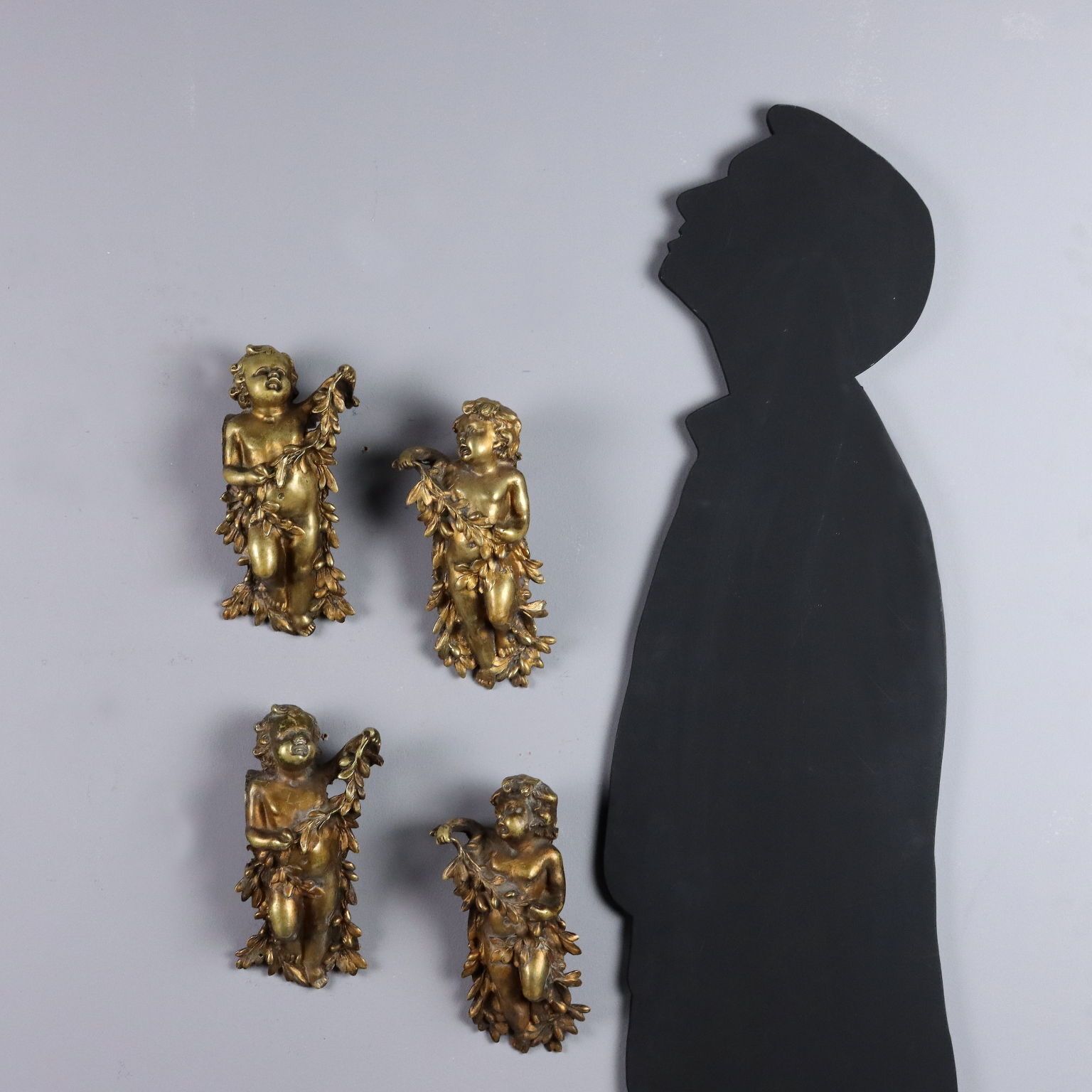 Antique Bronze Sculpture Angels Europe Late XIX Century photo furniture