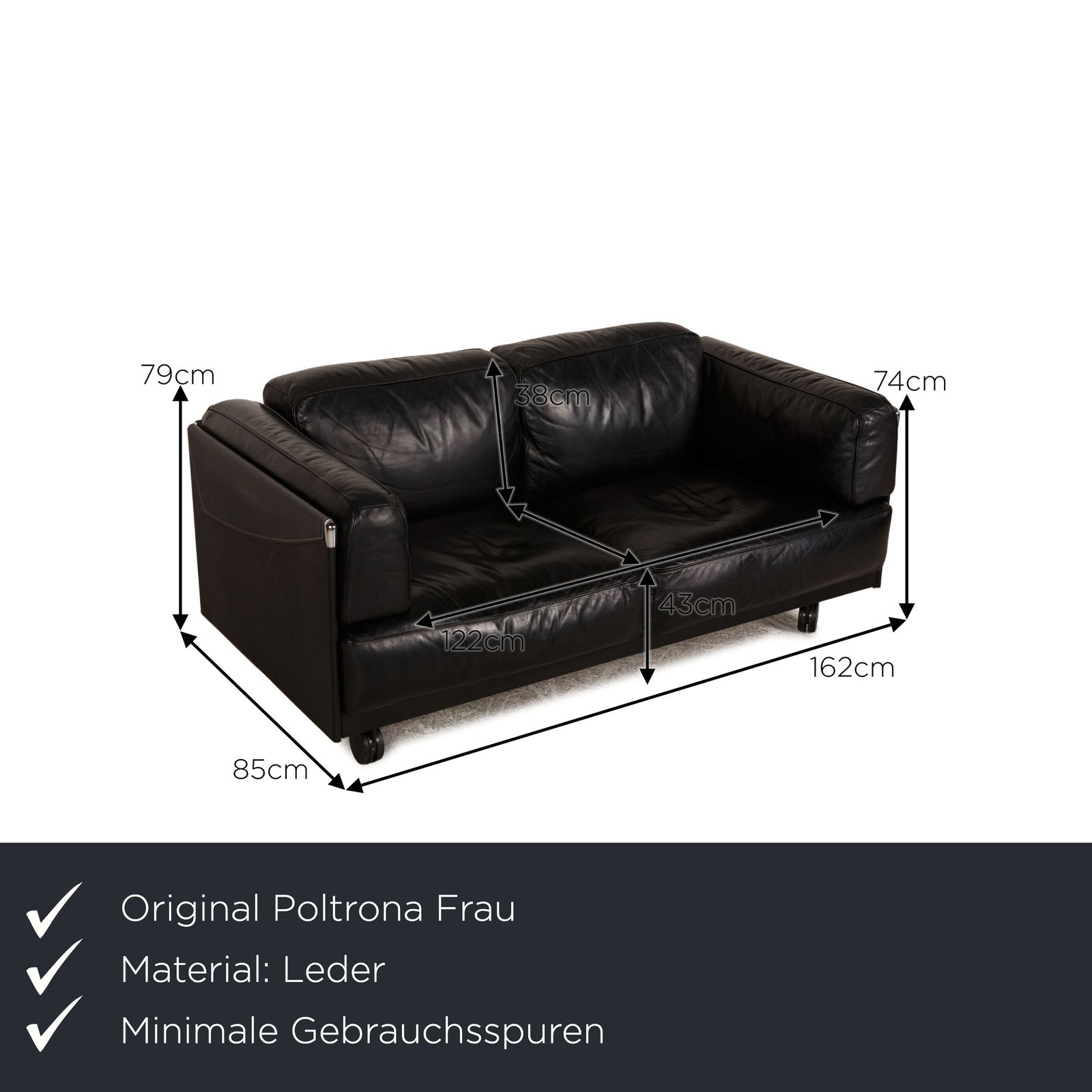 Canapé 2 places Poltrona Frau Twice en cuir noir photo furniture