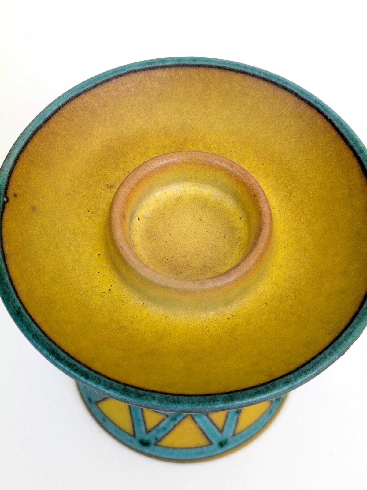 photo furniture Midcentury Ceramano Candle Holder | Model 401 Limone Decor Yellow & Turquoise Glaze | West German Pottery, 1960's